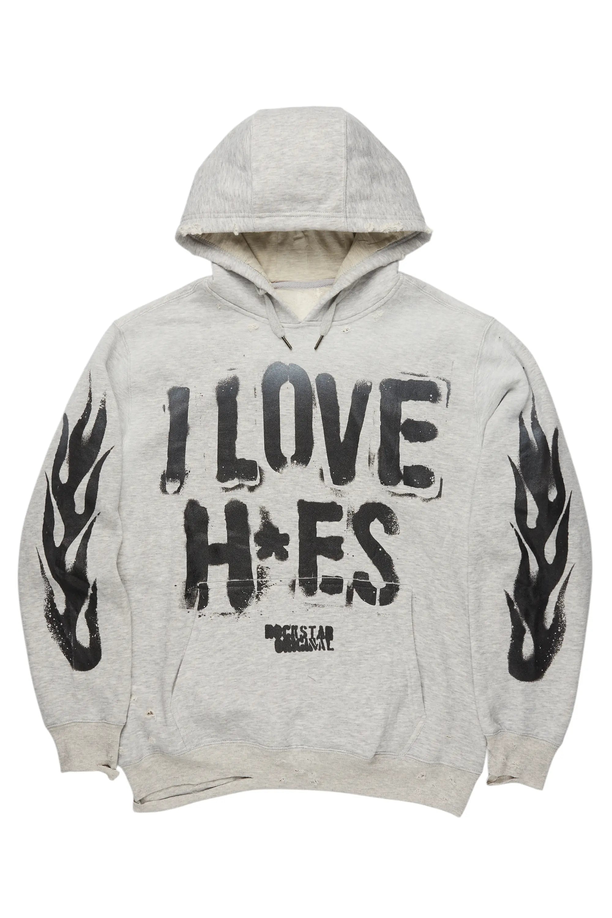 ROCKSTAR ORIGINAL Sweat capuche gris chiné avec motifs graphiques Banyan