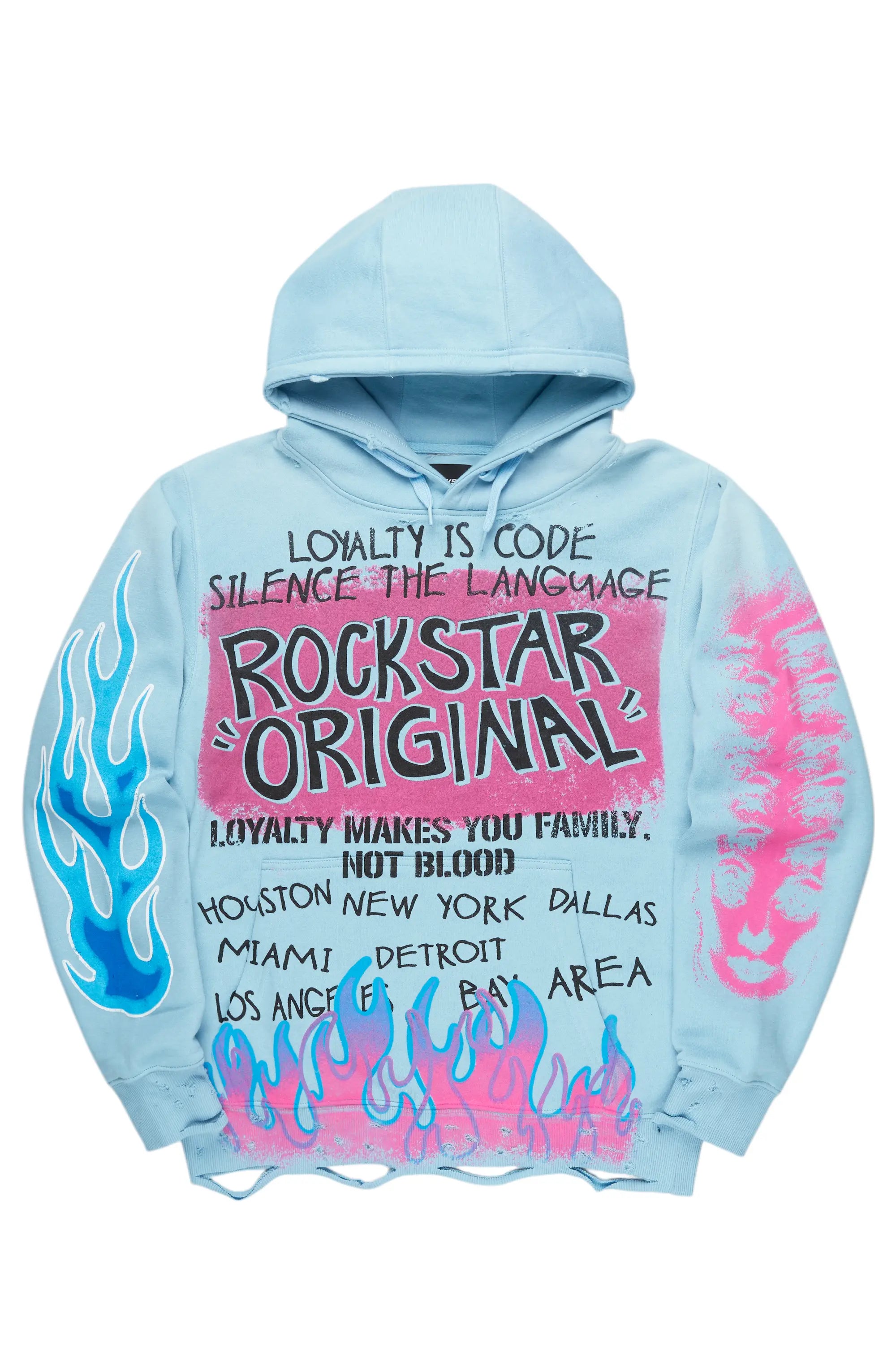 ROCKSTAR ORIGINAL Sweat-shirt Beno Baby Bleu Délavé avec Motif Graphique