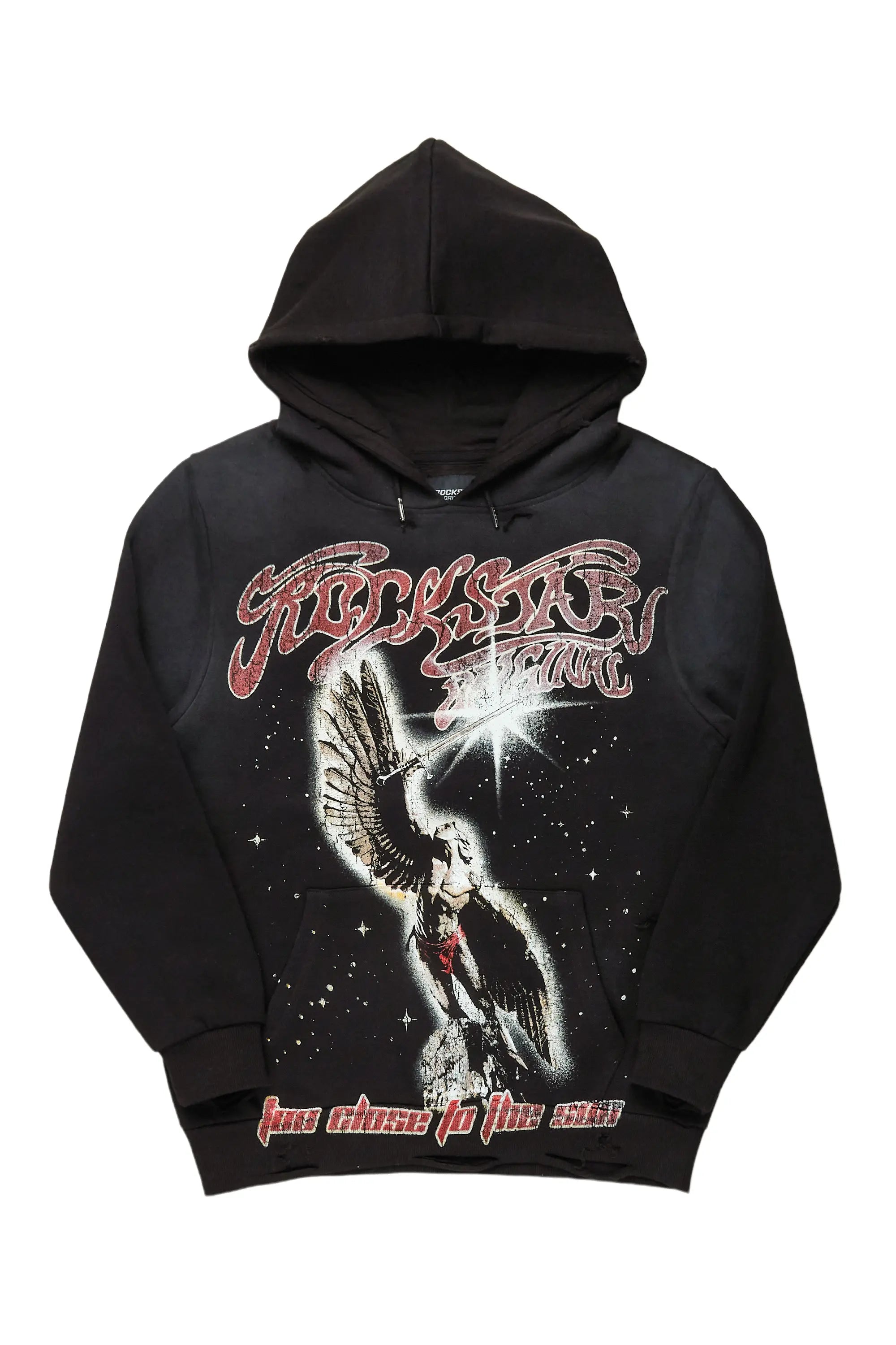 ROCKSTAR ORIGINAL Sweat à capuche Adohi noir effet usé avec motif graphique authentique
