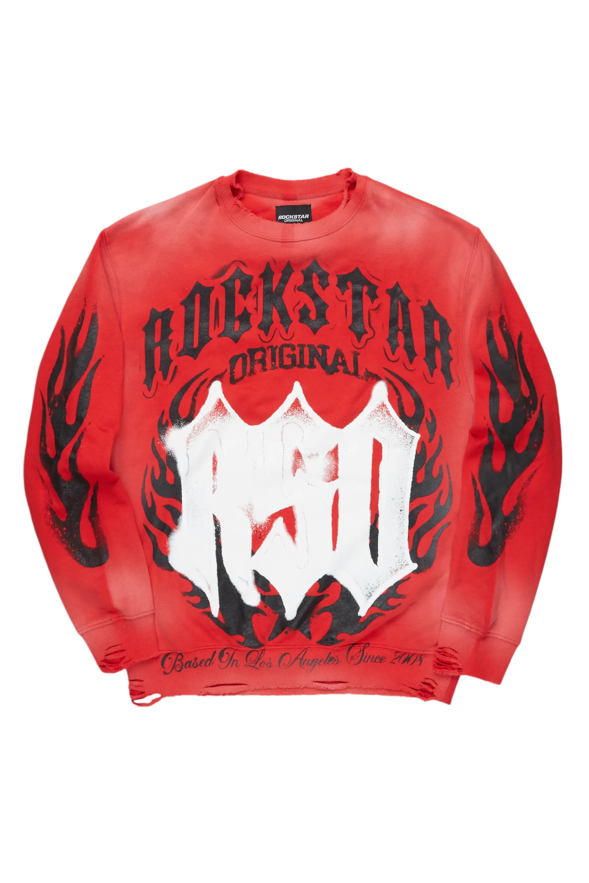 ROCKSTAR ORIGINAL Pull Boaz Rouge à Motifs Graphiques