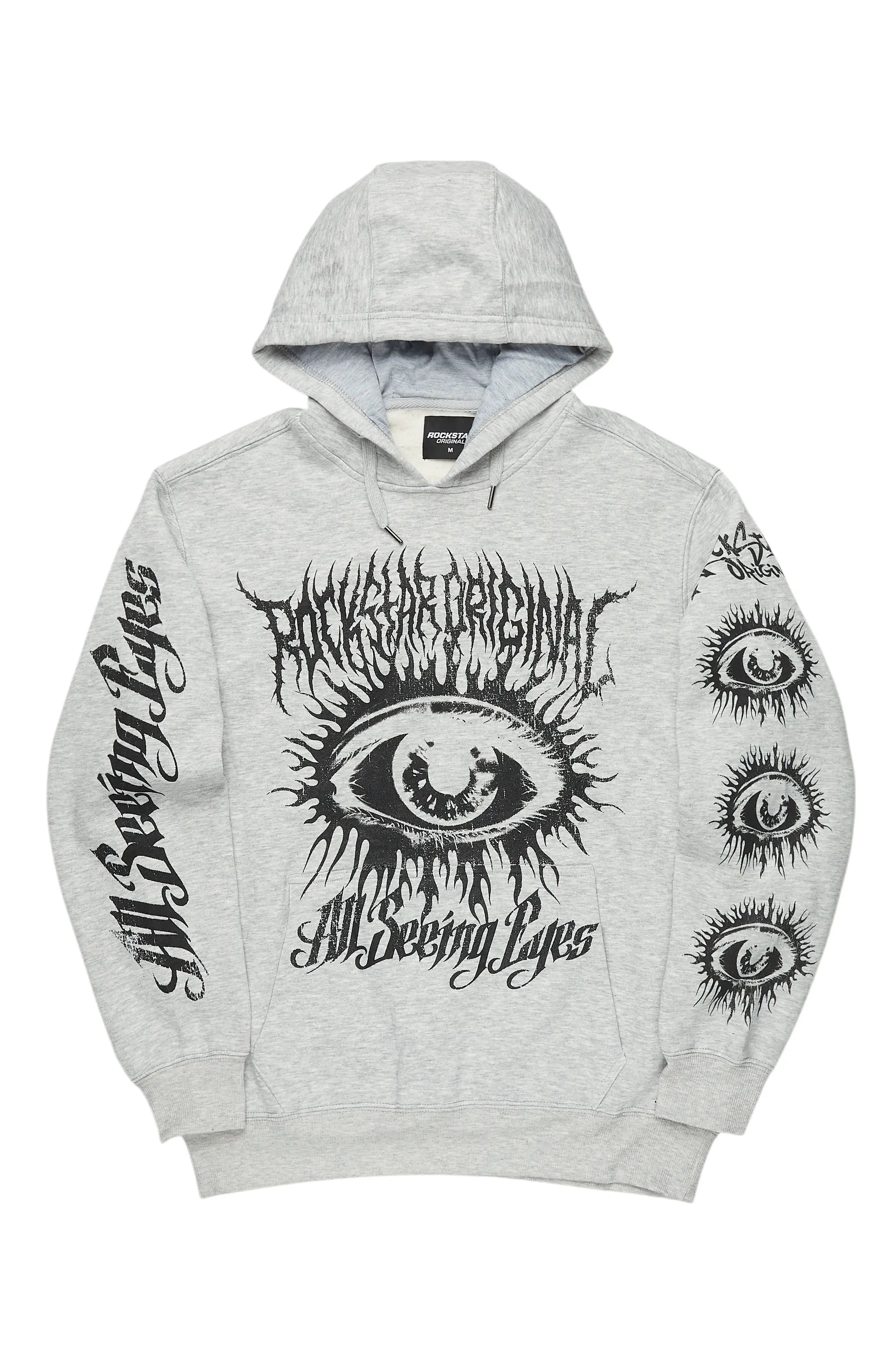 ROCKSTAR ORIGINAL Sweat à capuche graphique Œil Omniscient en gris chiné