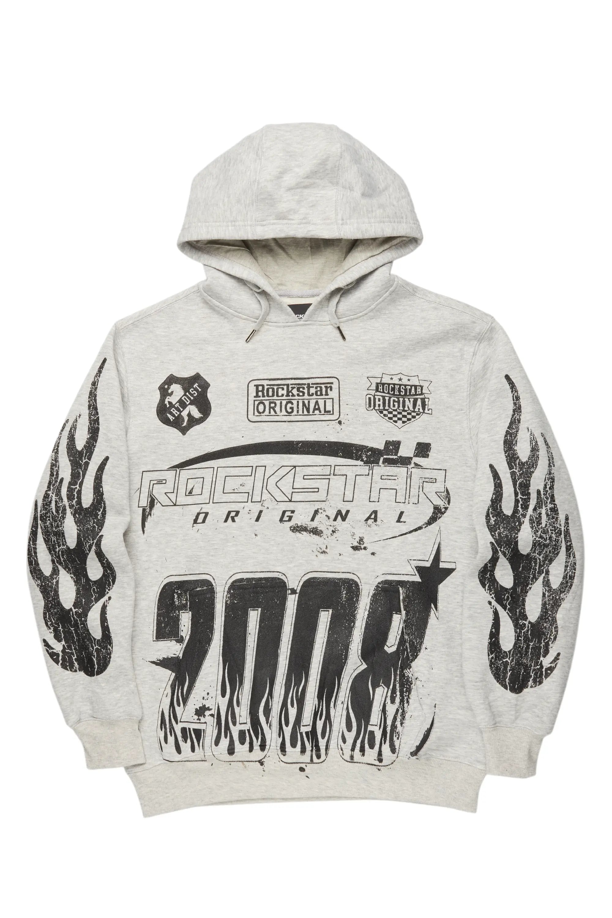 ROCKSTAR ORIGINAL Amos sweat capuche graphique gris chiné