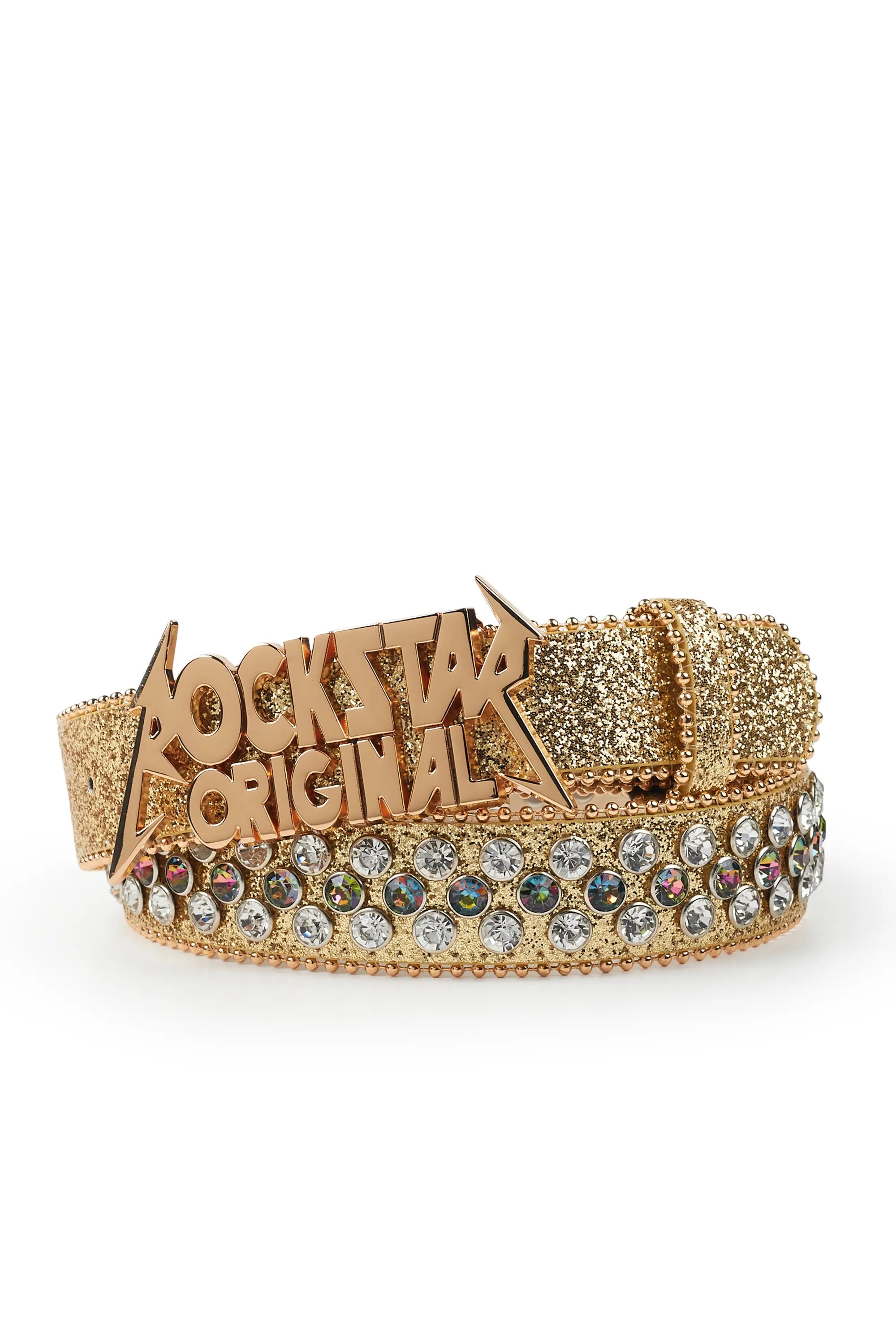 ROCKSTAR ORIGINAL Ceinture Élégante Blaze Rockstar avec Logo Doré Éclatant