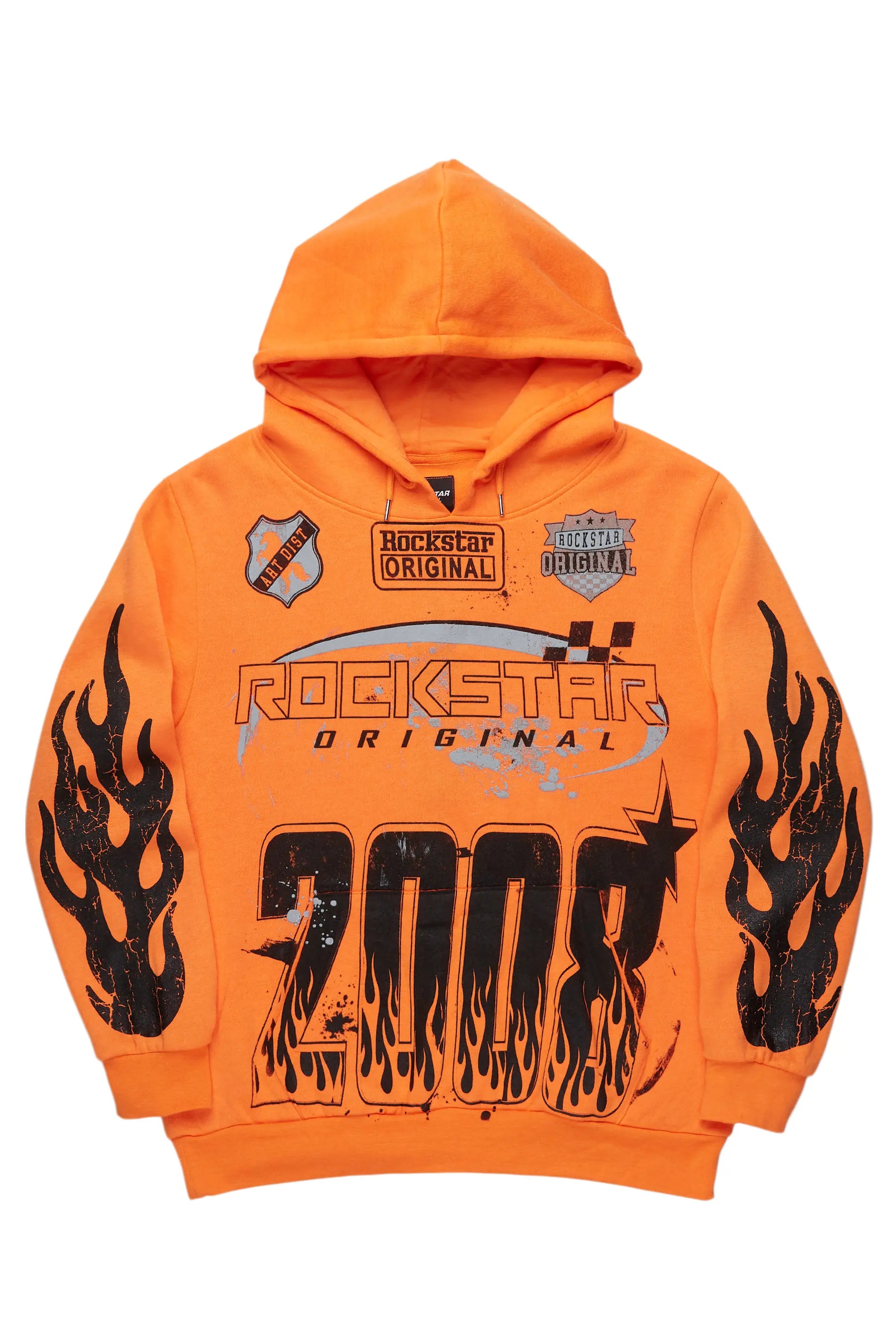 ROCKSTAR ORIGINAL Sweat à capuche Amos Orange avec design graphique décontracté