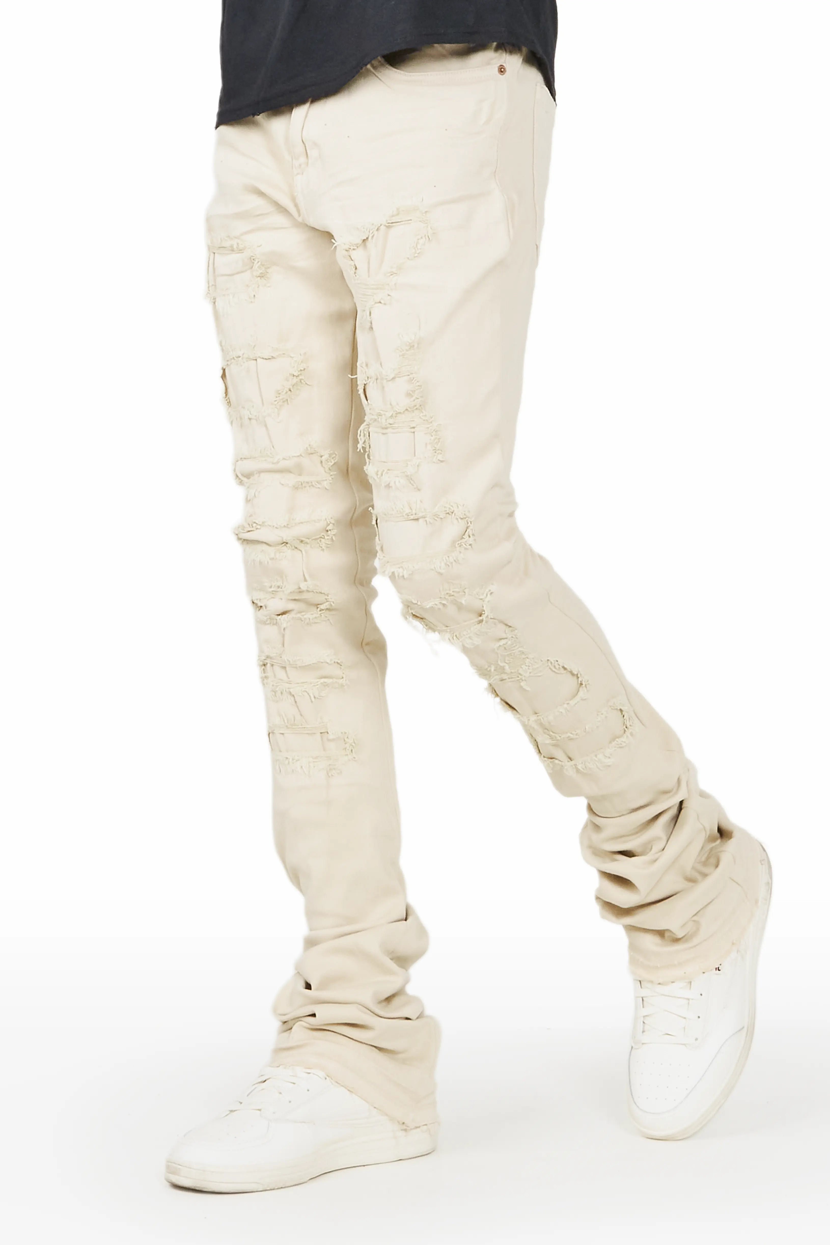 ROCKSTAR ORIGINAL Jean Badal Sand coupe flare ultra travaillée avec détails superposés
