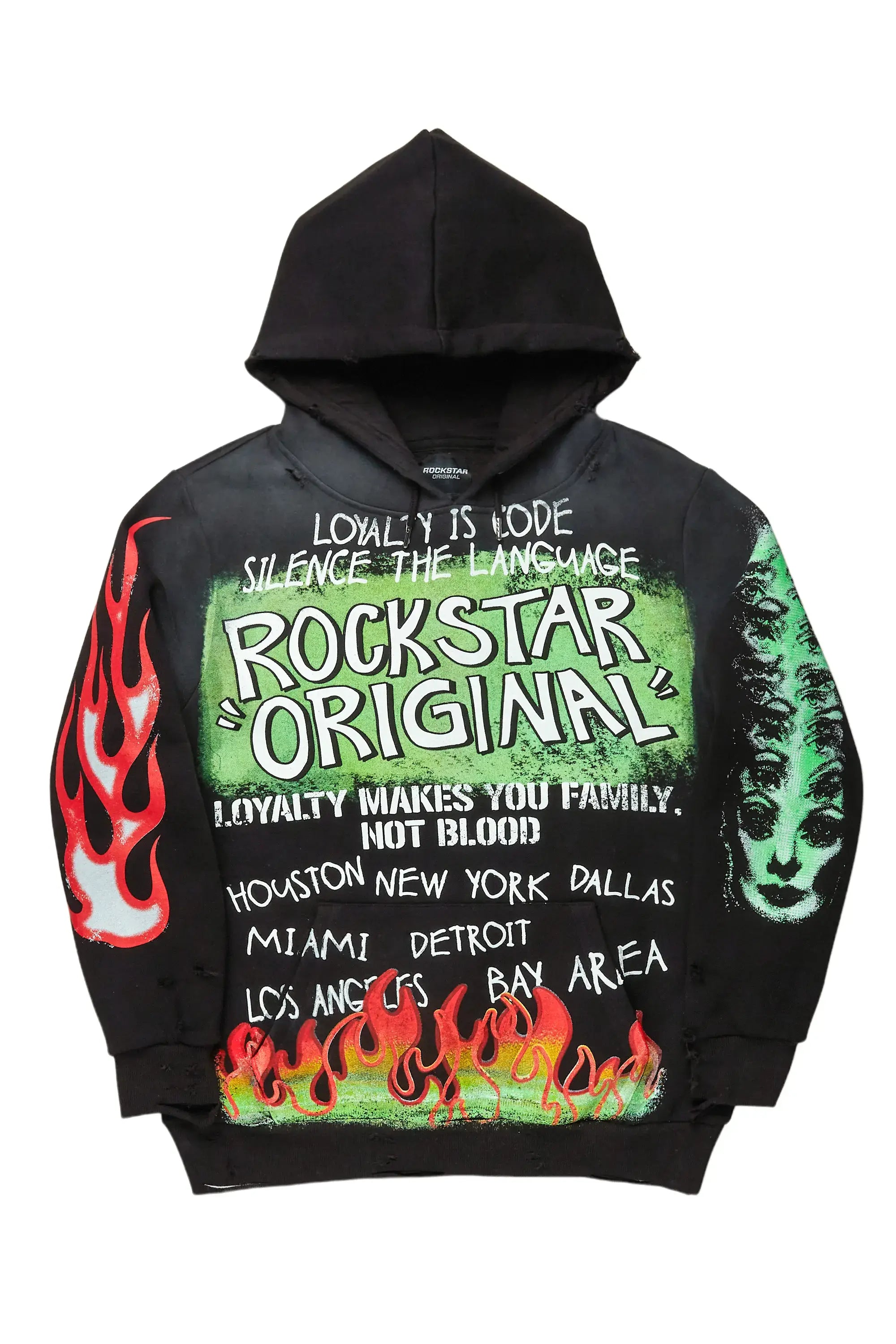 ROCKSTAR ORIGINAL Sweat Beno Noir à motif délavé vintage