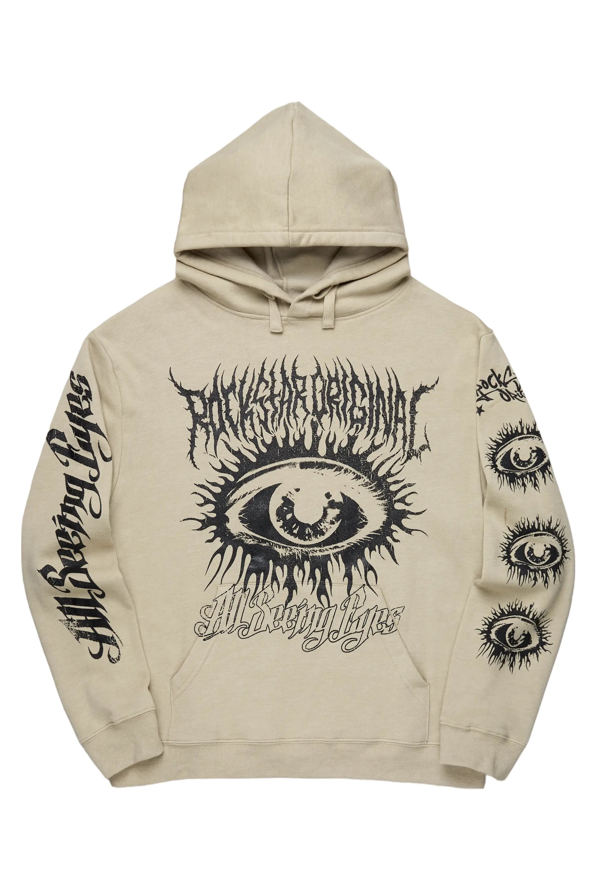 ROCKSTAR ORIGINAL Sweat-Shart à Capuche Œil Omniscient en Cachemire avec Motif Graphique Confortable et Style Unique