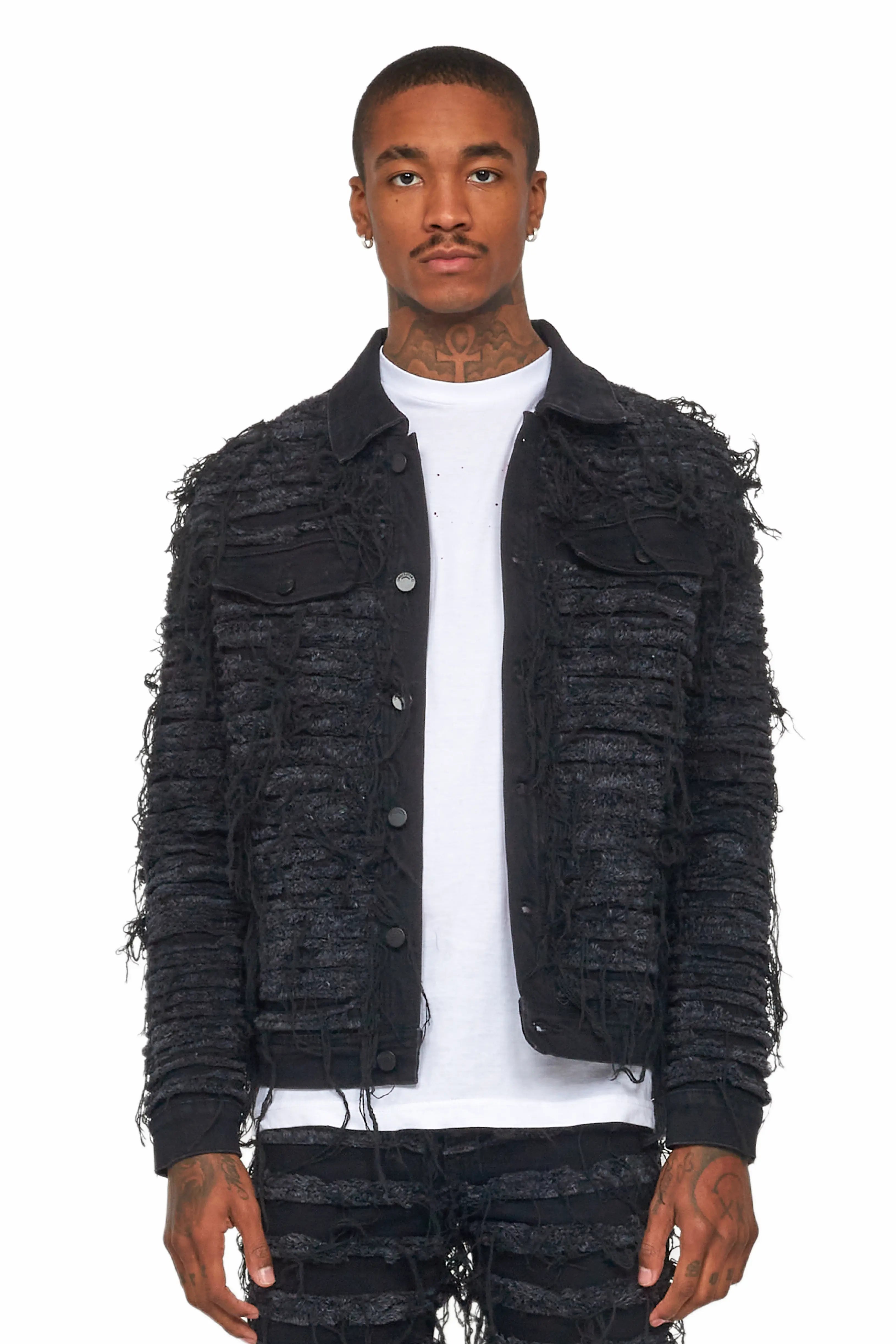 ROCKSTAR ORIGINAL Veste Ayan en jean noir délavé vintage style urbain