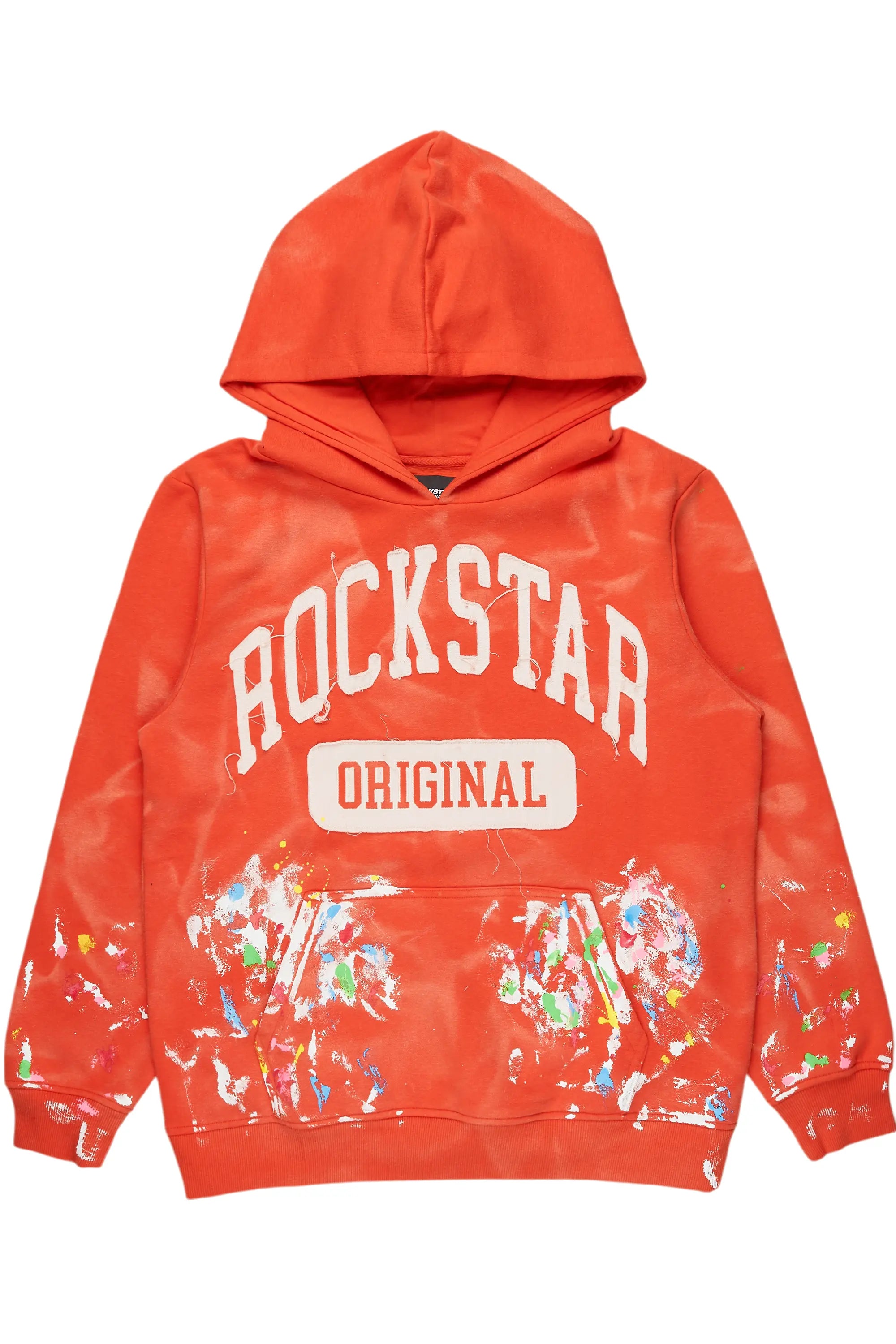 ROCKSTAR ORIGINAL Sweat à capuche graphique artistique orange vif décontracté