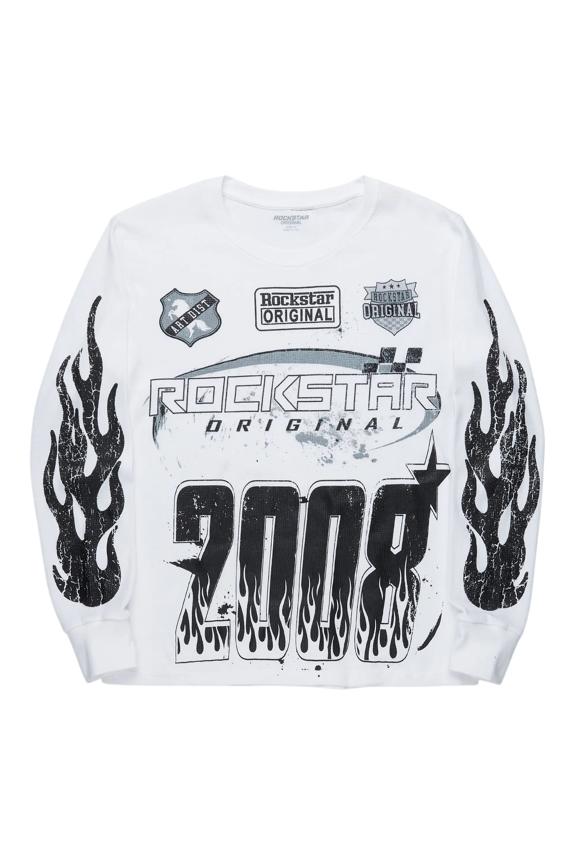 ROCKSTAR ORIGINAL T-shirt graphique Amos thermique manches longues en Blanc/Noir