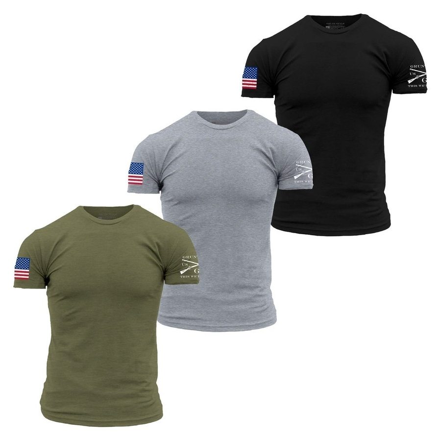 GRUNT STYLE LLC T-shirts Classiques Drapeau Américain Collection Patriotique Lot de 3 Pièces