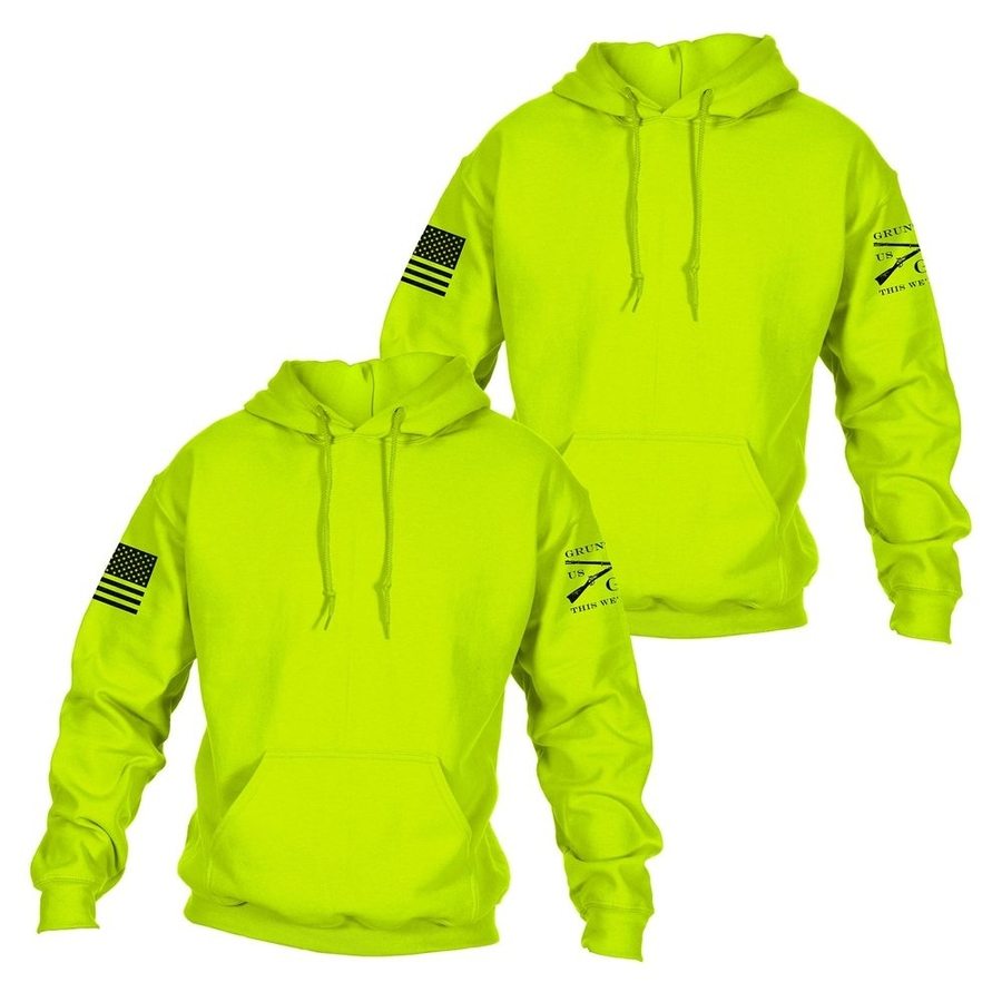 GRUNT STYLE LLC Lot de 2 sweats à capuche classiques Vert haute visibilité