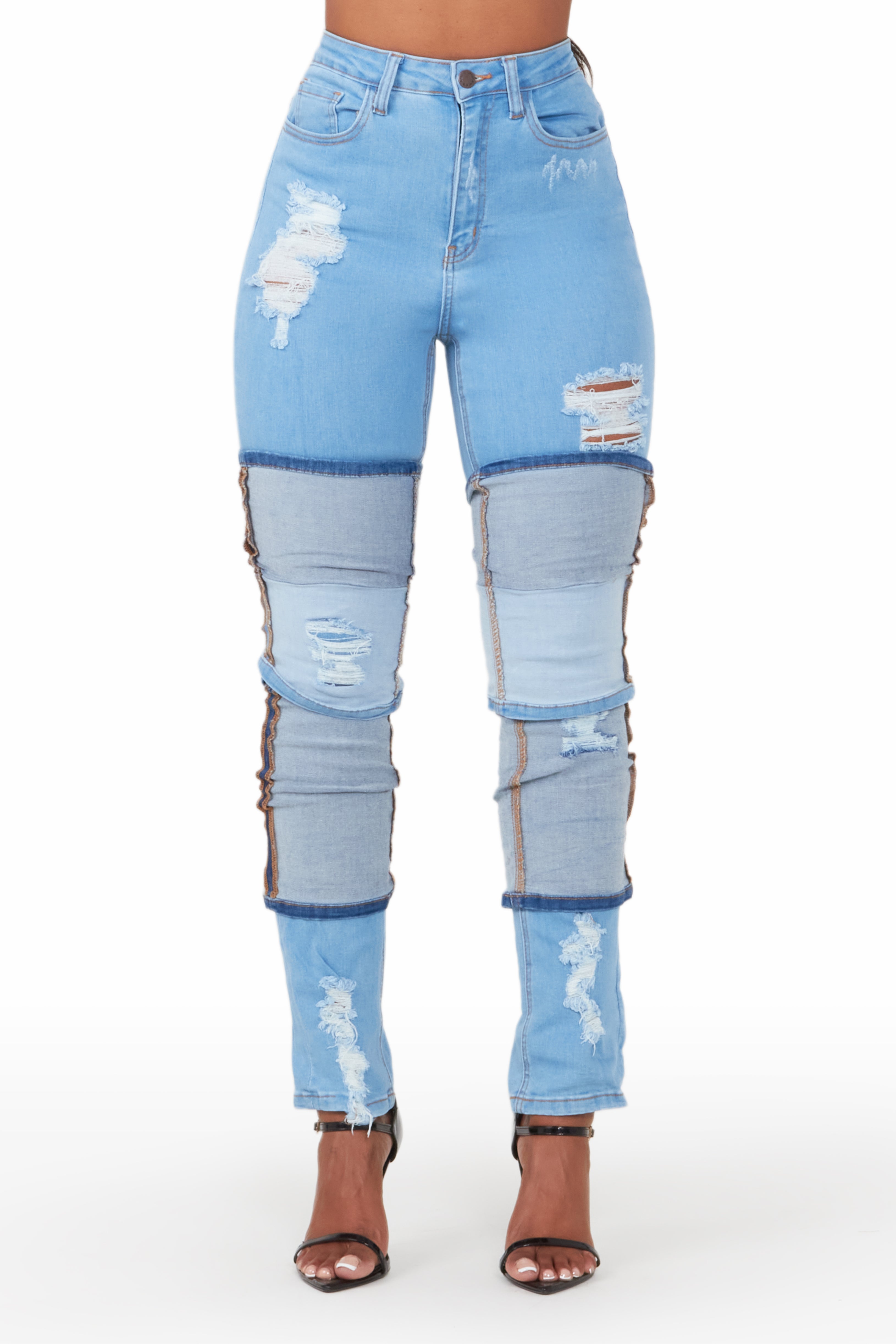 ROCKSTAR ORIGINAL Jean délavé Angelica ultra-slim avec détails déstructurés