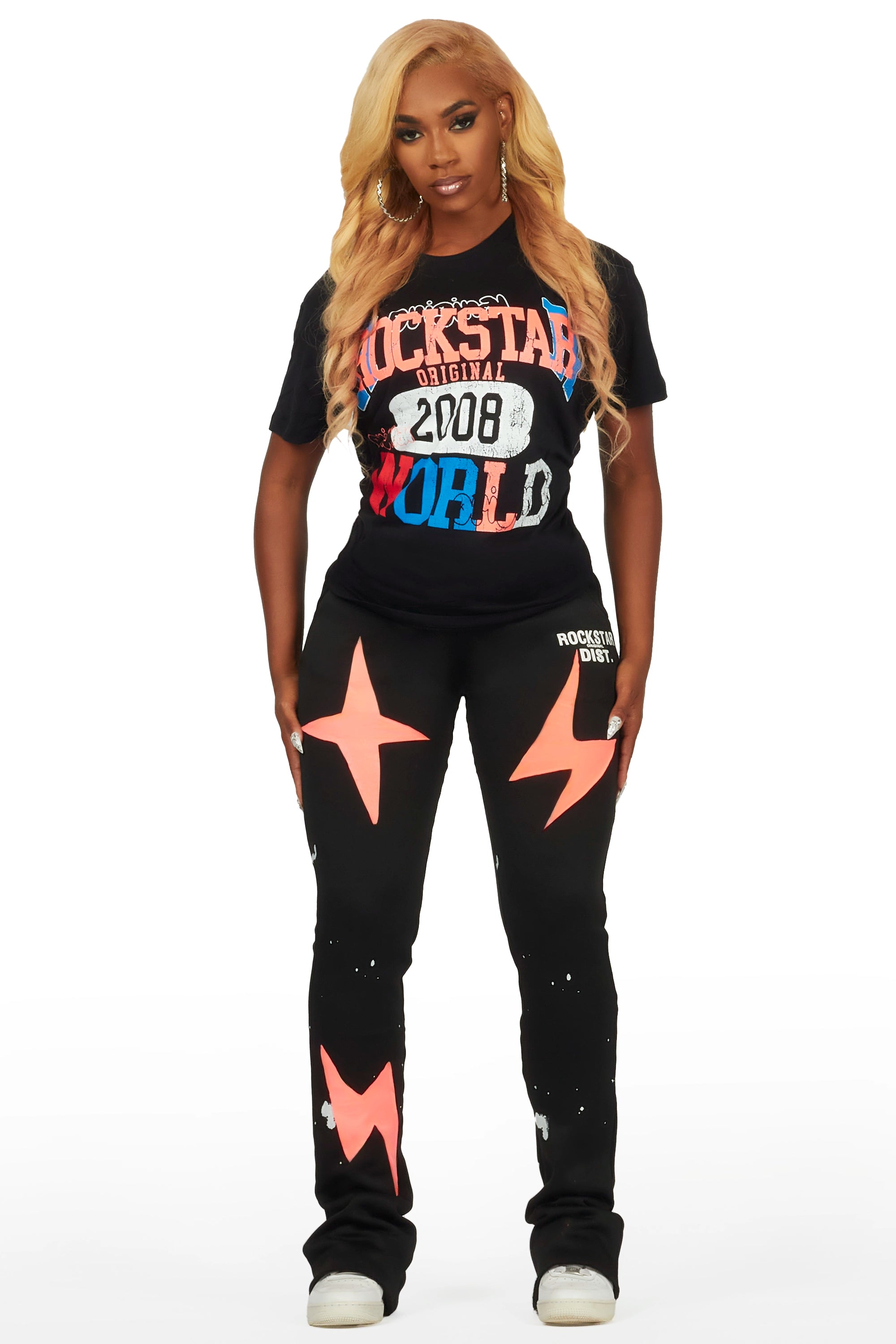 ROCKSTAR ORIGINAL Ensemble T-Shirt et jogging noir Aliayah