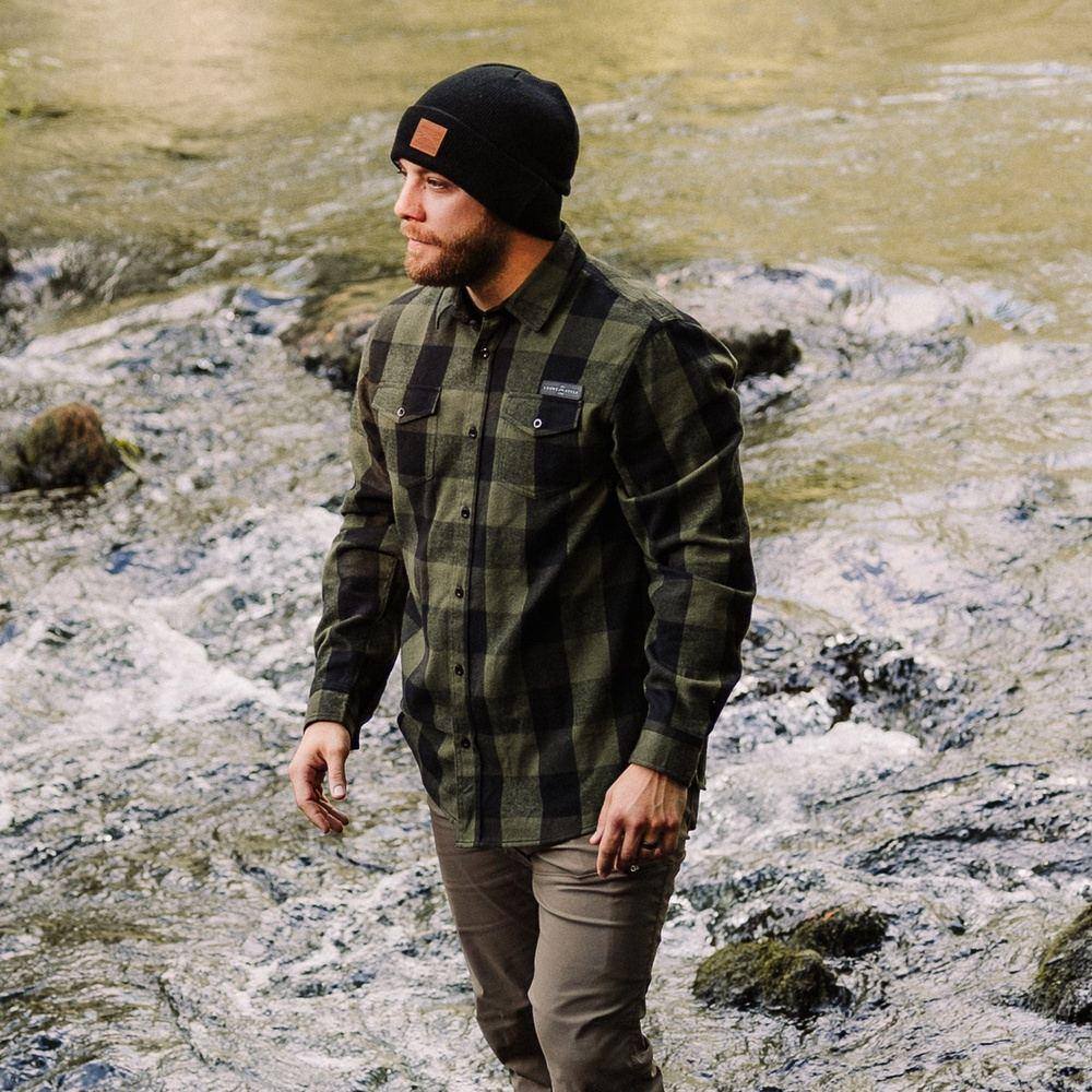 GRUNT STYLE LLC Chemise en Flanelle Verte à Carreaux Classique Confortable et Résistante