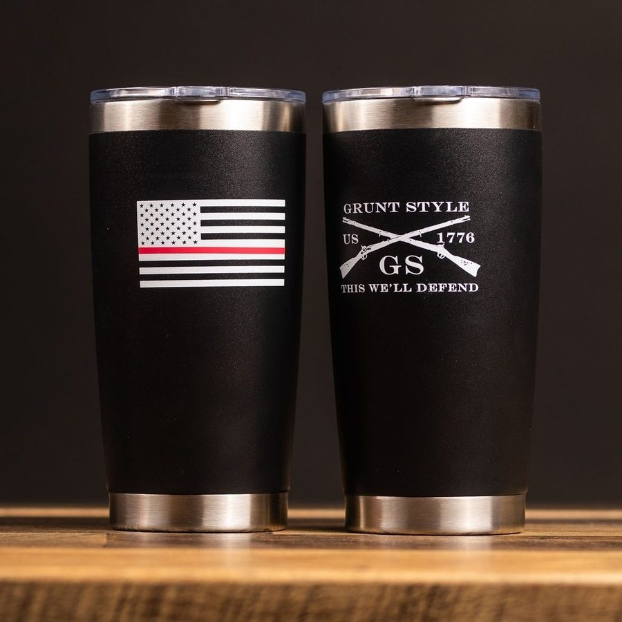GRUNT STYLE LLC Gobelet Isotherme 20oz avec Drapeau à Ligne Rouge Noir