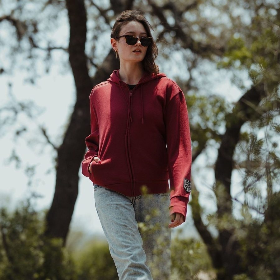 GRUNT STYLE LLC Sweat à capuche zippé élégant pour femme Prune rouge vibrante