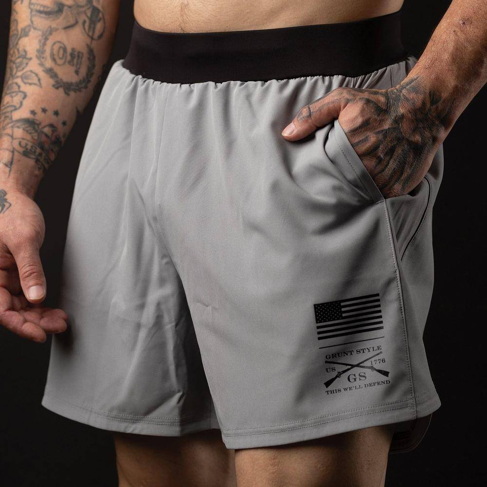GRUNT STYLE LLC Shorts d'Entraînement Confortables pour Homme Gris