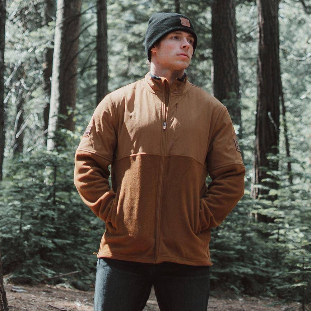 GRUNT STYLE LLC Veste polaire hybride ripstop pour homme à fermeture intégrale Coyote