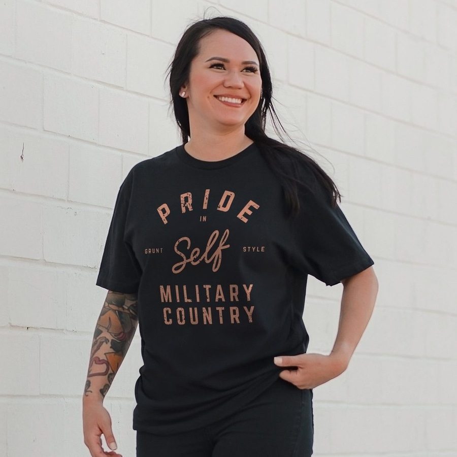 GRUNT STYLE LLC T-Shirt Femme Ethos Coupe Boyfriend Décontracté Noir
