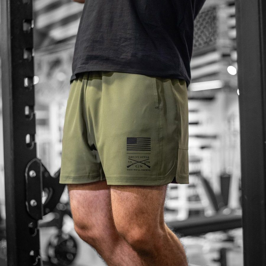 GRUNT STYLE LLC Short d'Entraînement Homme Vert Militaire
