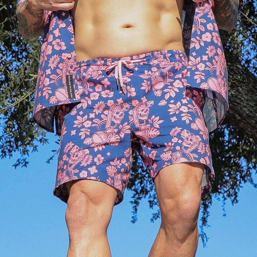 GRUNT STYLE LLC Shorty Décontracté Évasion Paradis Tropical Bleu Marine/Rose