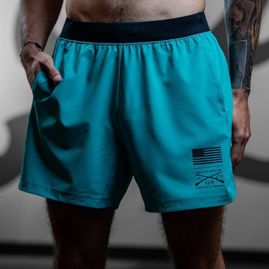 GRUNT STYLE LLC Short d'Entraînement Homme Confort Maximal Bleu Lagoon