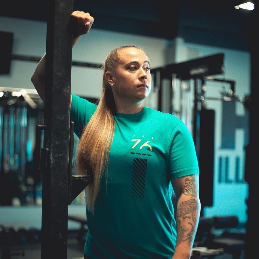 GRUNT STYLE LLC T-Shirt Femme Coupe Boyfriend Énergisante Aqua Chiné