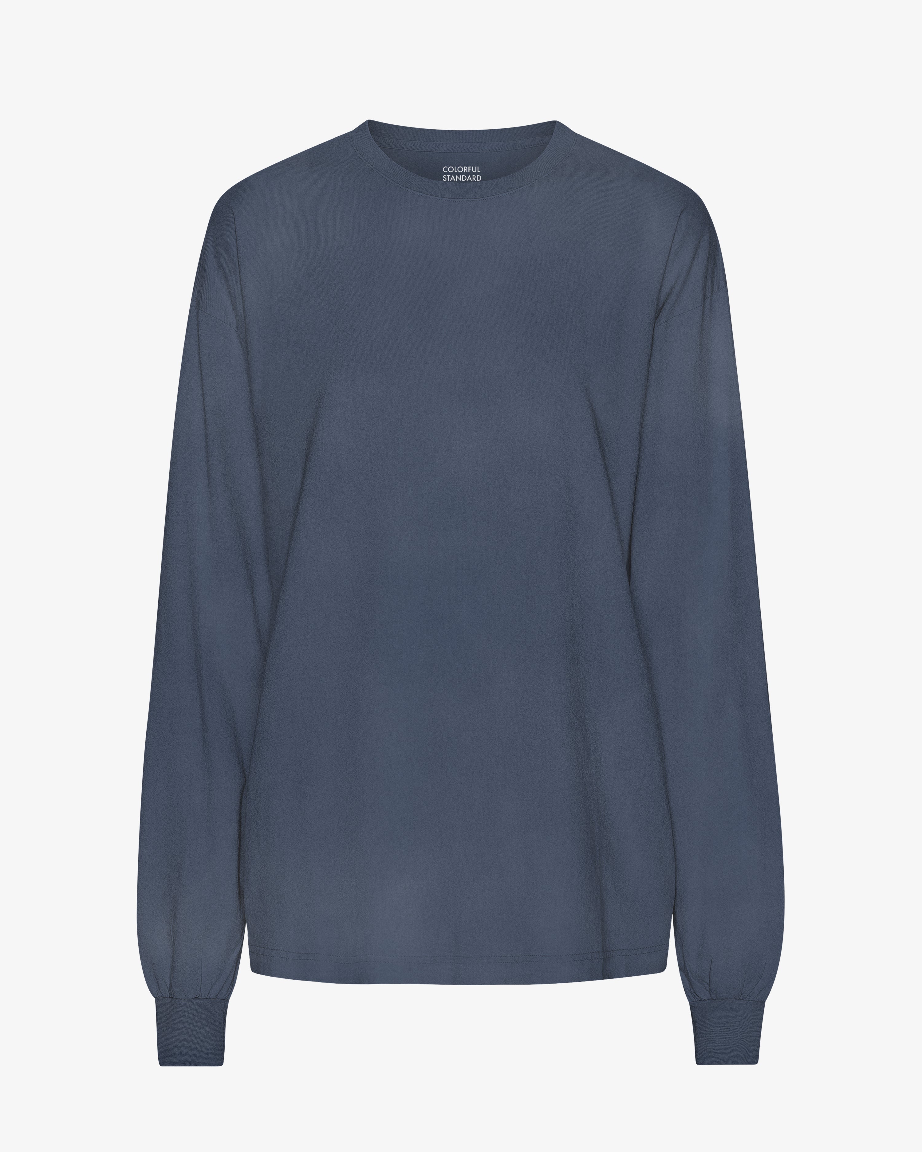 COLORFUL STANDARD T-Shirt Bio à Manches Longues Taille Large Bleu Neptune Confortable