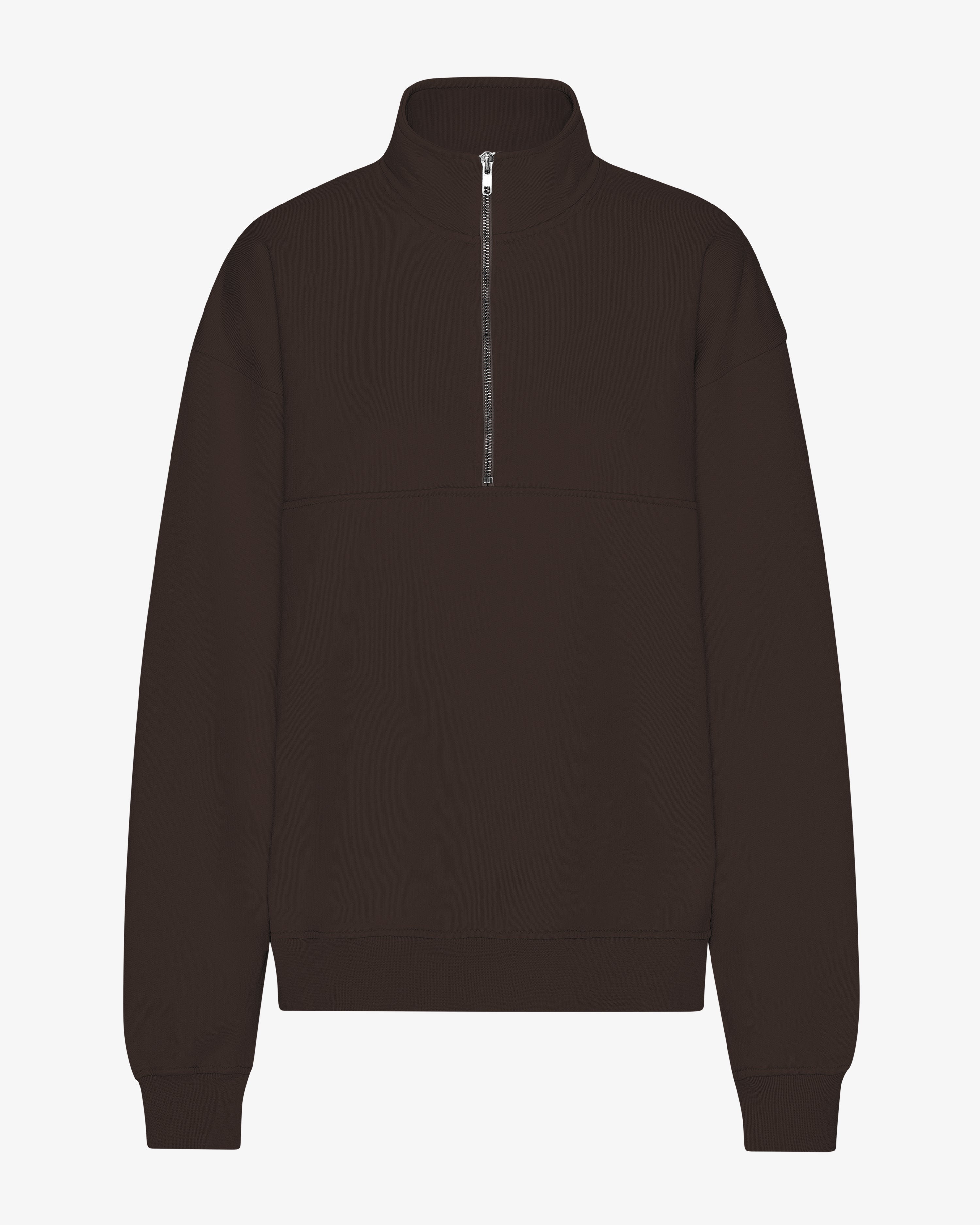 COLORFUL STANDARD Pull à zip quart biologique Brun Café