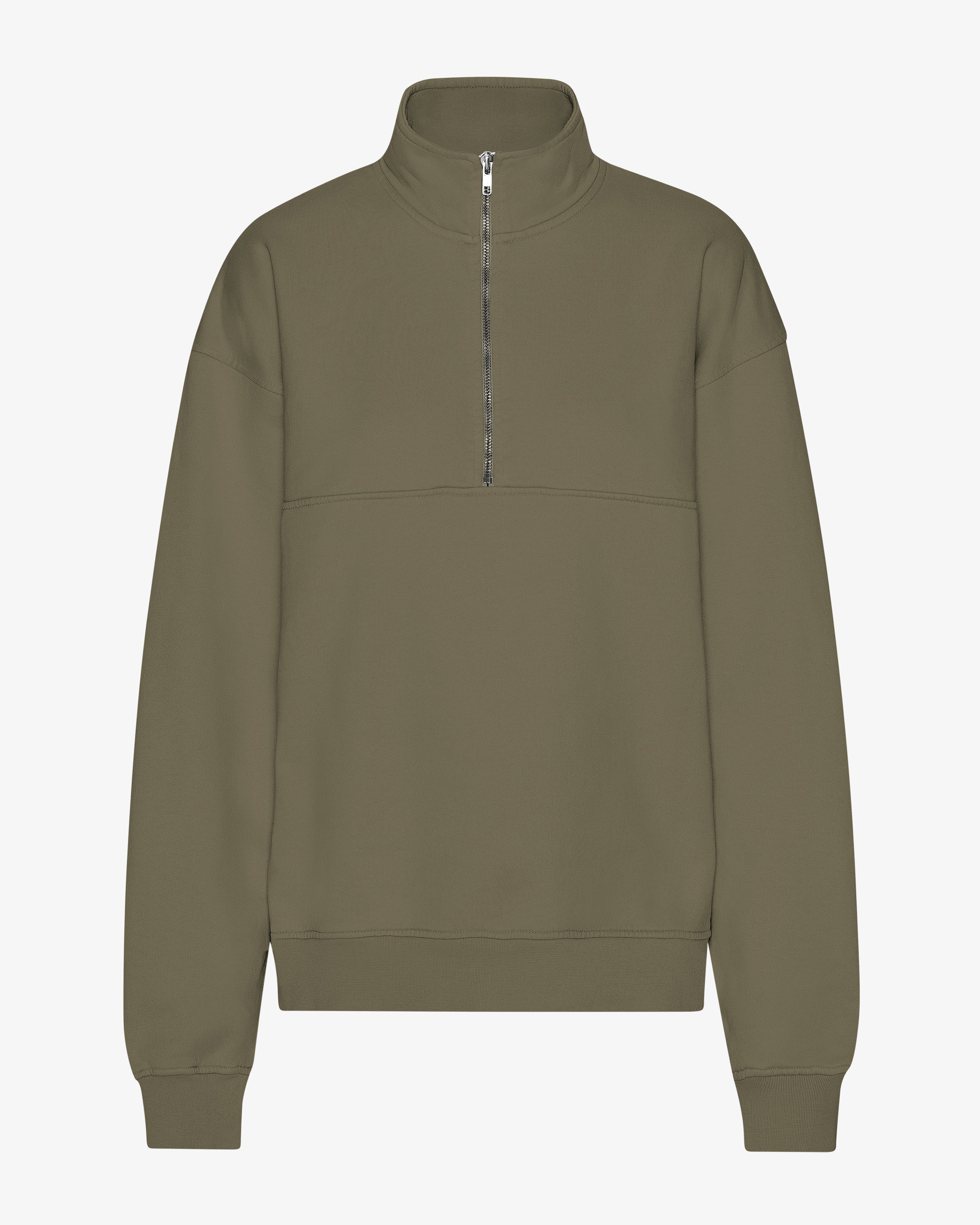 COLORFUL STANDARD Pull Bio Col Quart – Olive Poussiéreux
