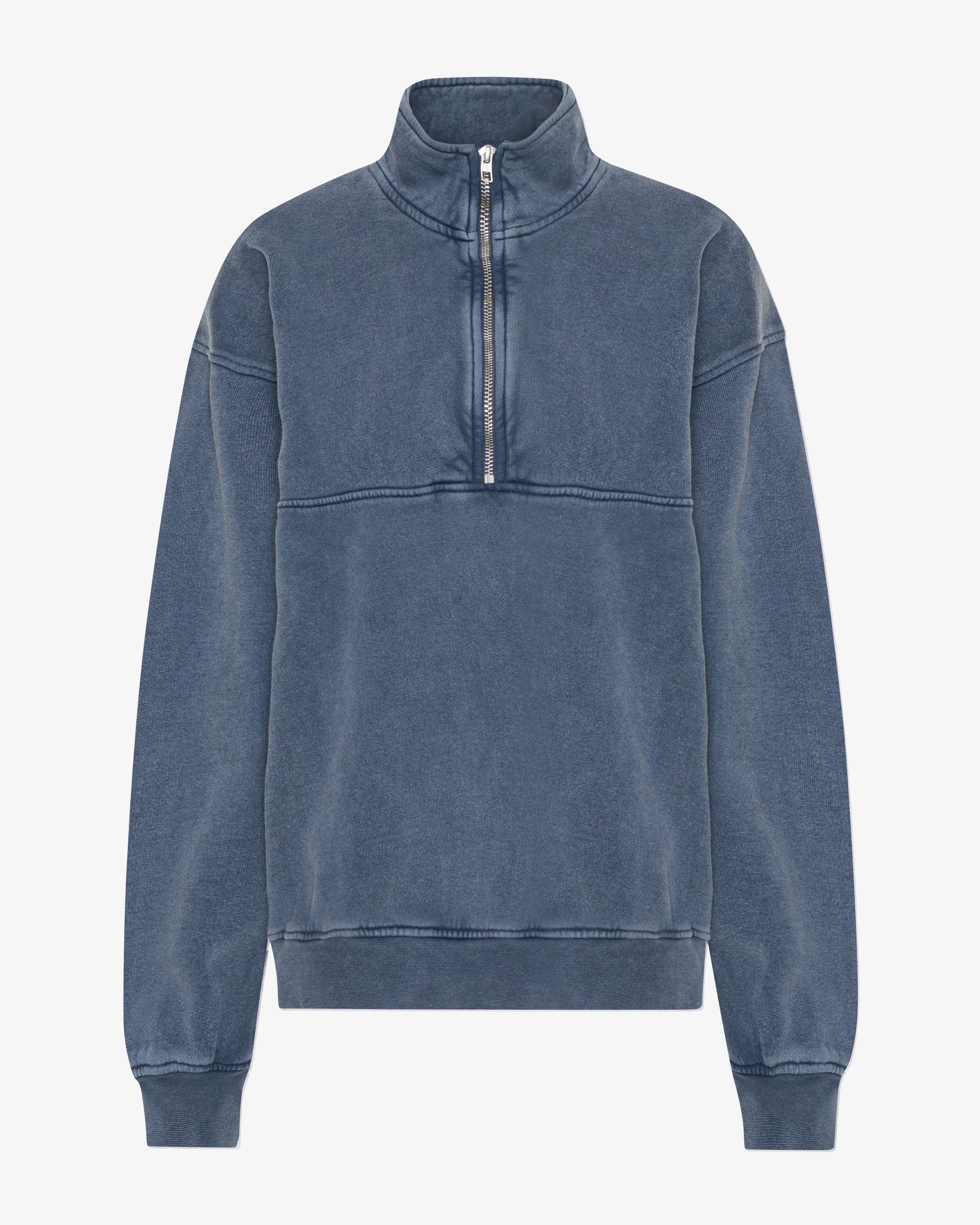 COLORFUL STANDARD Pull-over bio à col roulé 1/4 Bleu Neptune