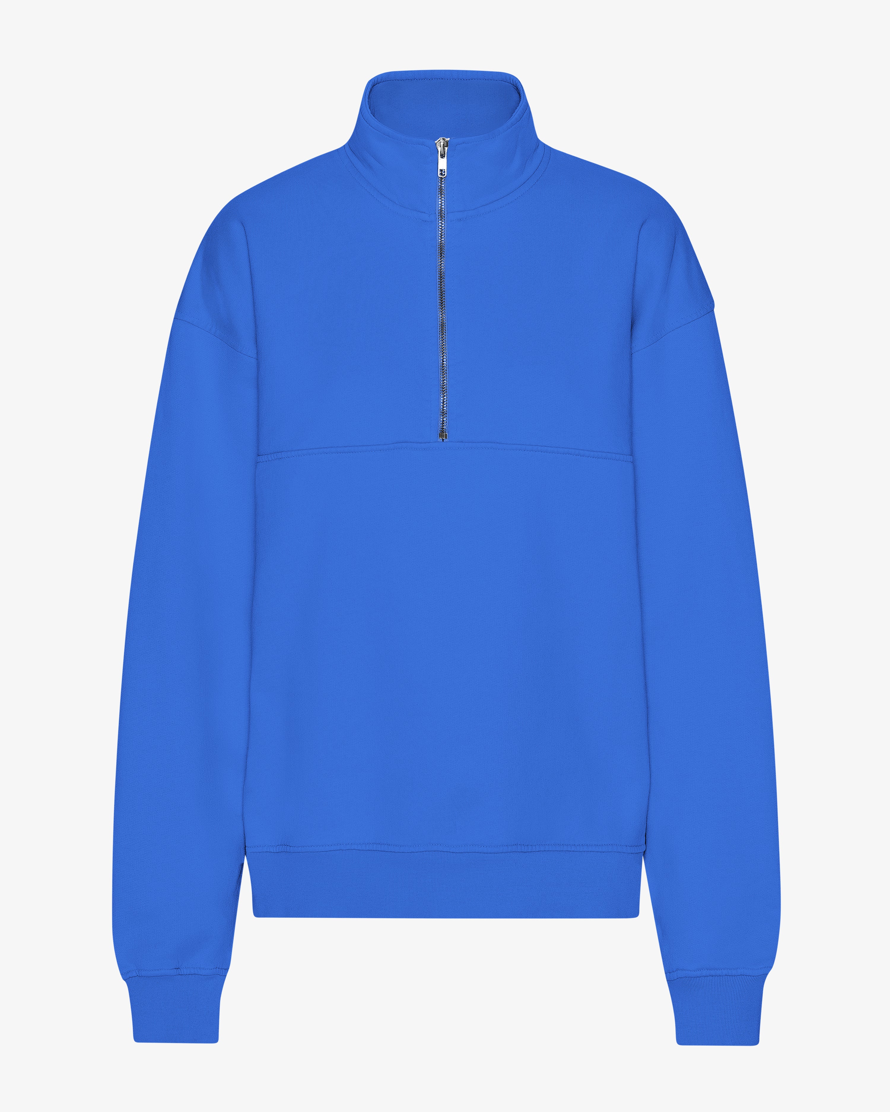 COLORFUL STANDARD Pull en coton bio à col quart Bleu saphir éclatant
