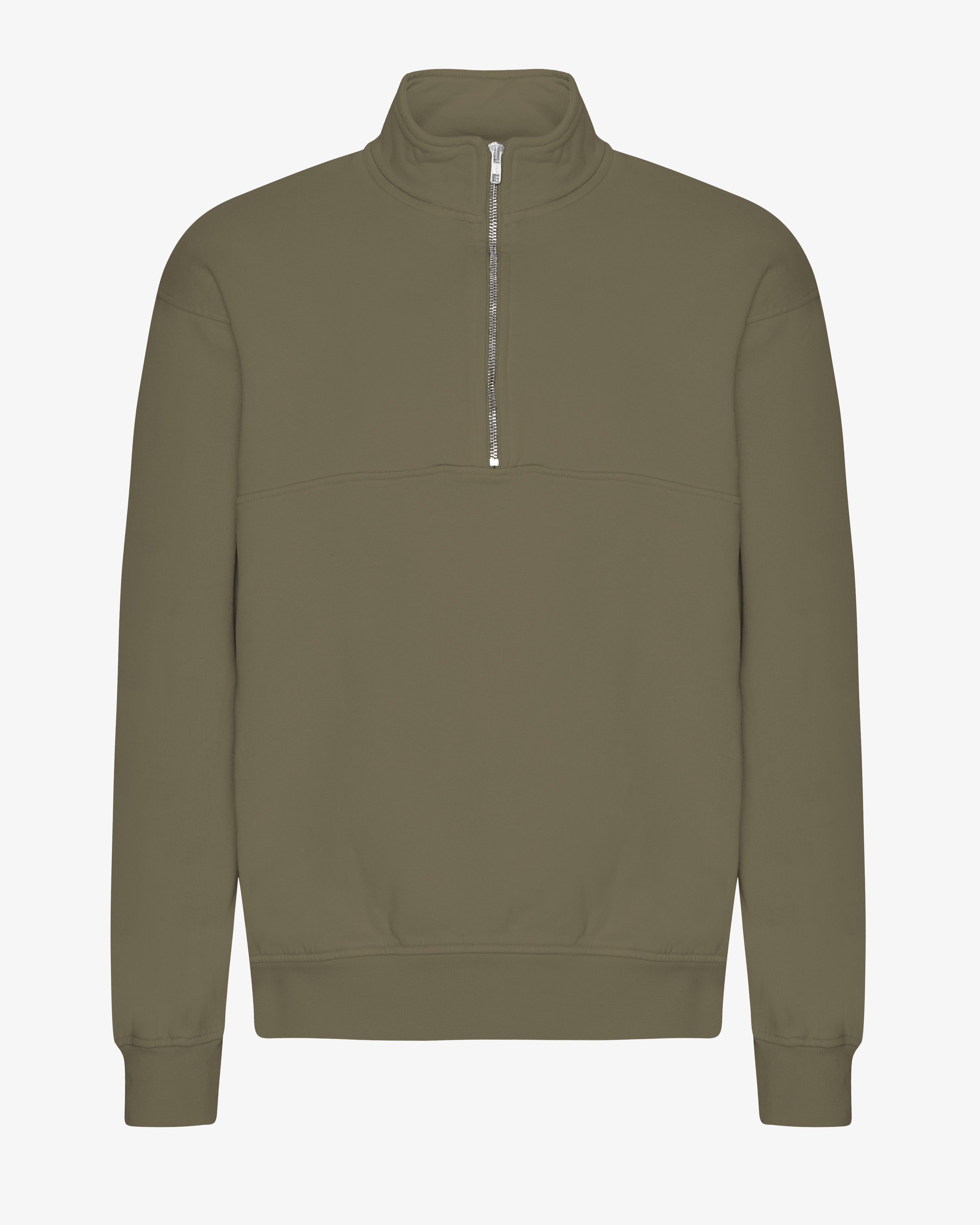 COLORFUL STANDARD Pull en quart de zip bio Couleur olive poussiéreux