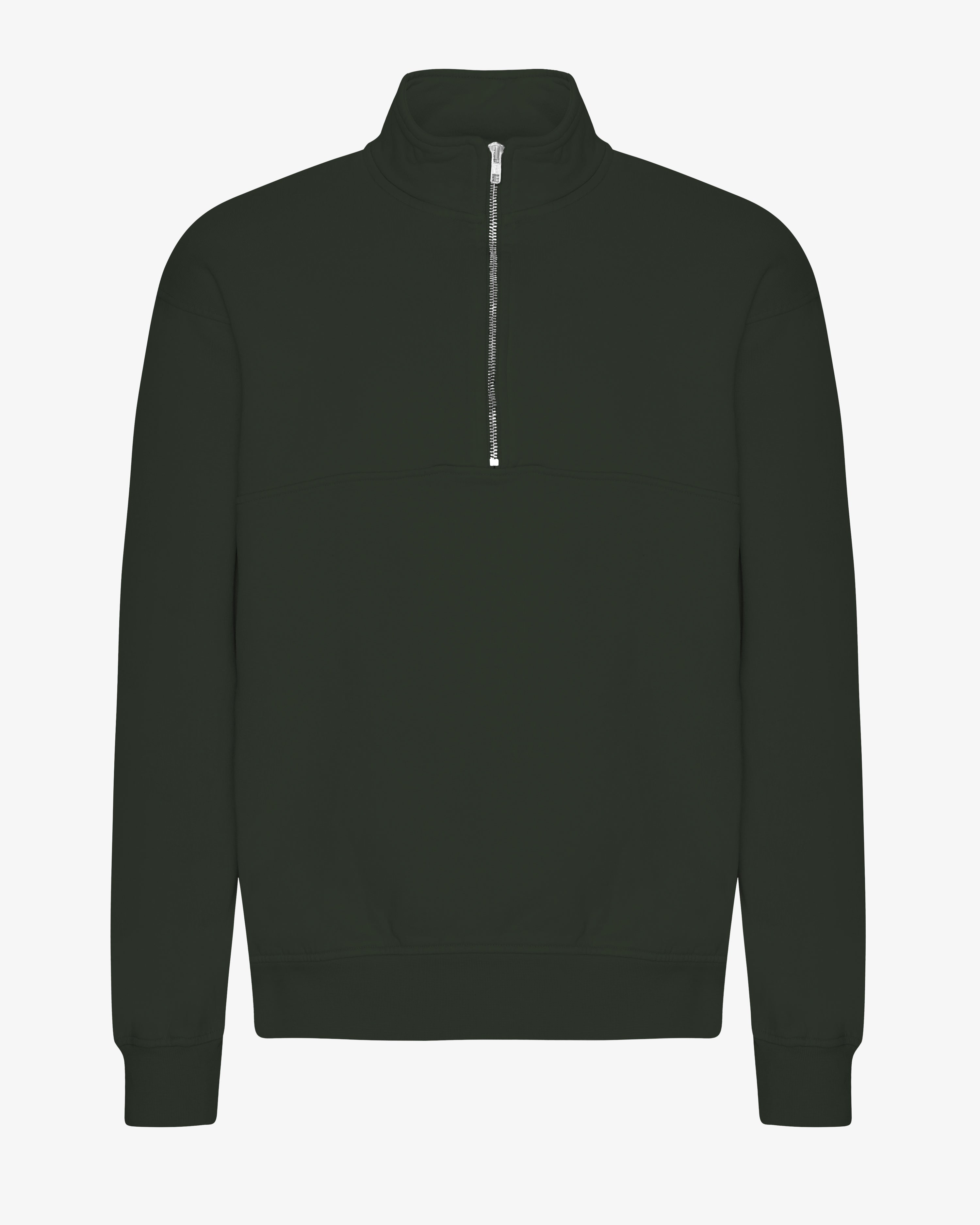 COLORFUL STANDARD Pull biologique à col zip quart Vert forestier