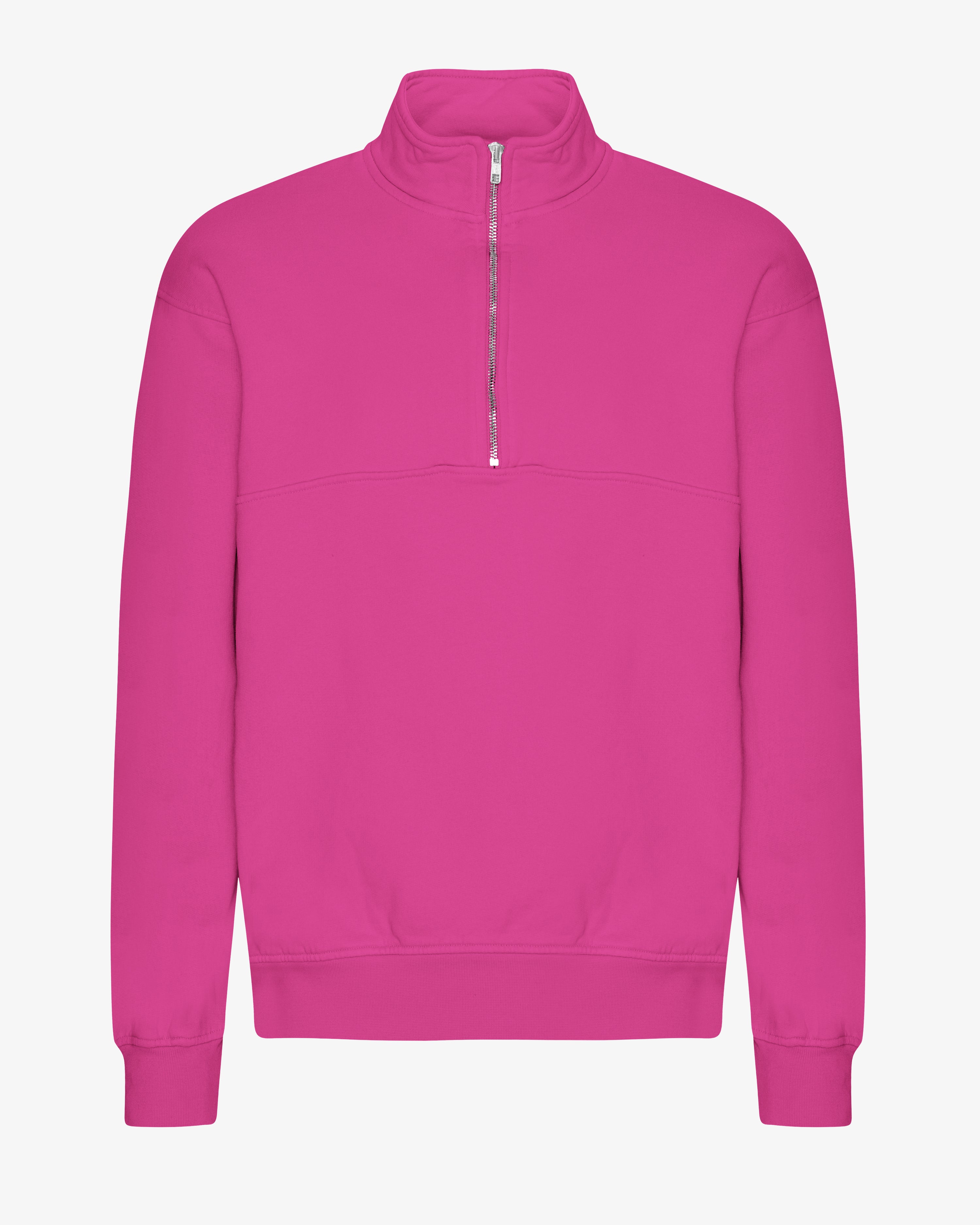 COLORFUL STANDARD Pull-over Bio à Zip Quart Flamme Magenta