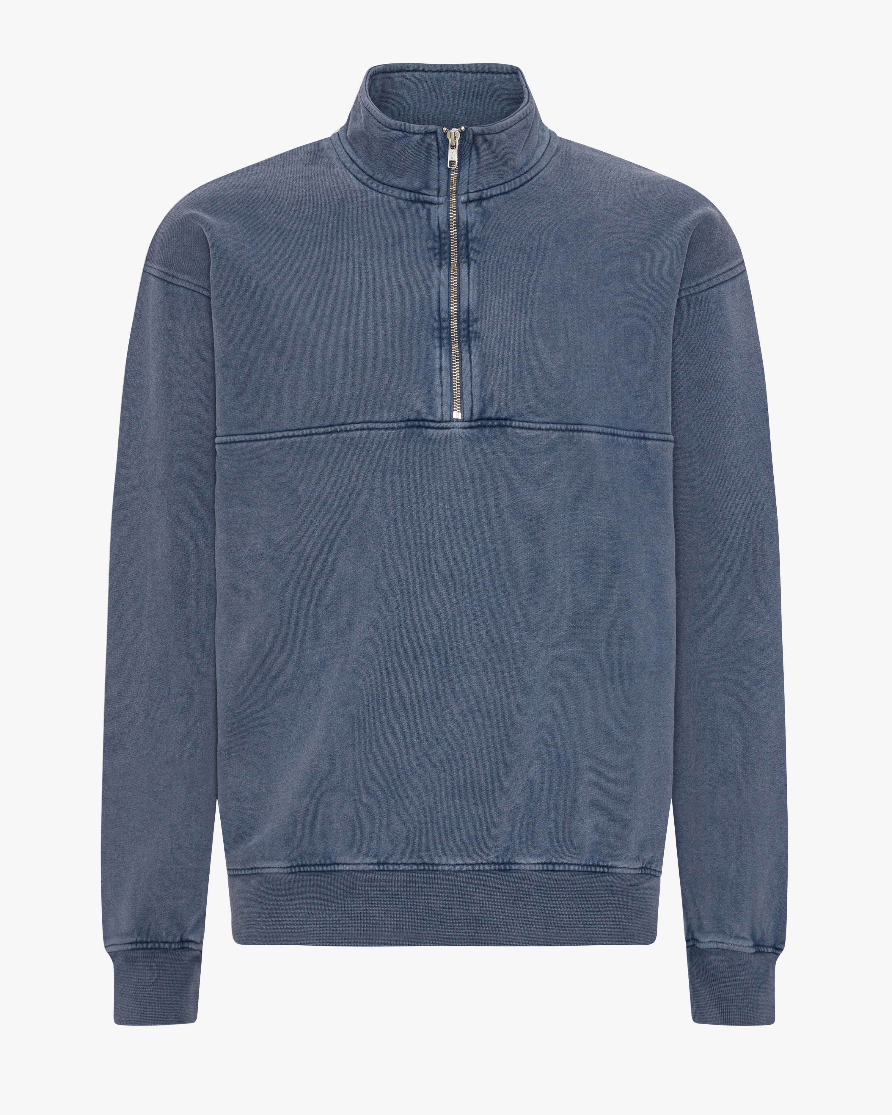 COLORFUL STANDARD Pull à zip quart organique Bleu NEPTUNE