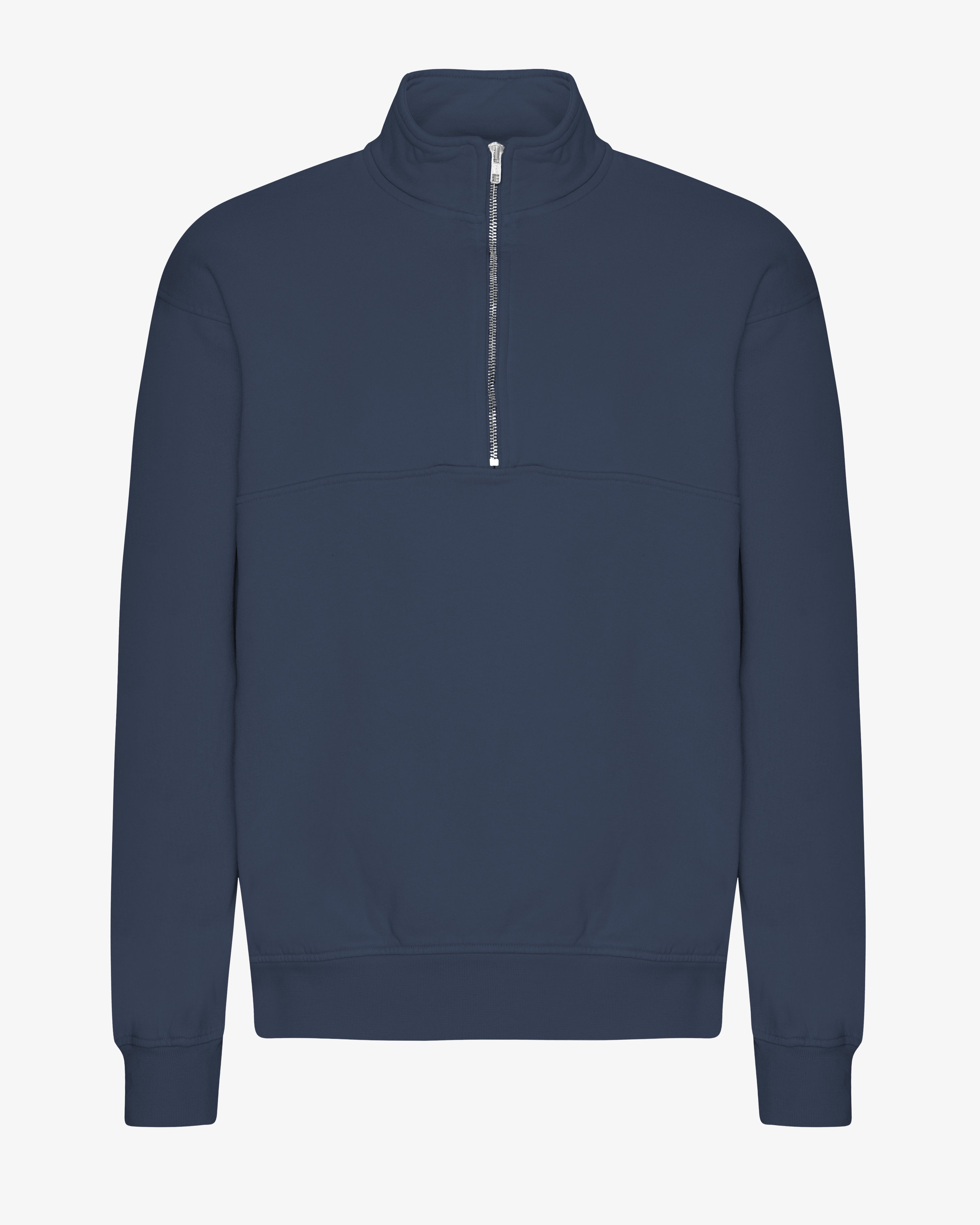COLORFUL STANDARD Pull organique à zip quart Bleu pétrole