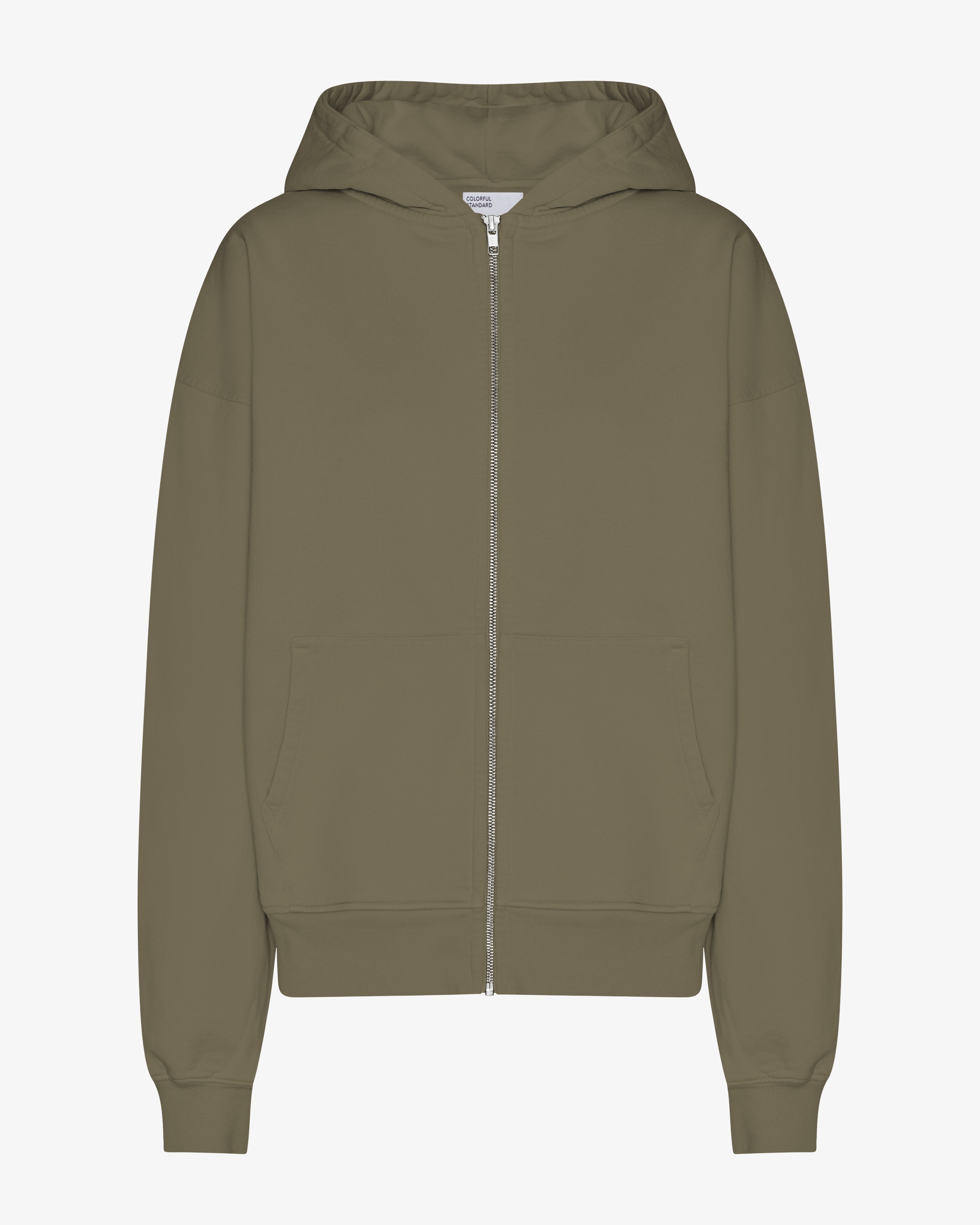 COLORFUL STANDARD Pull à capuche bio oversize avec zip Vert olive poudré