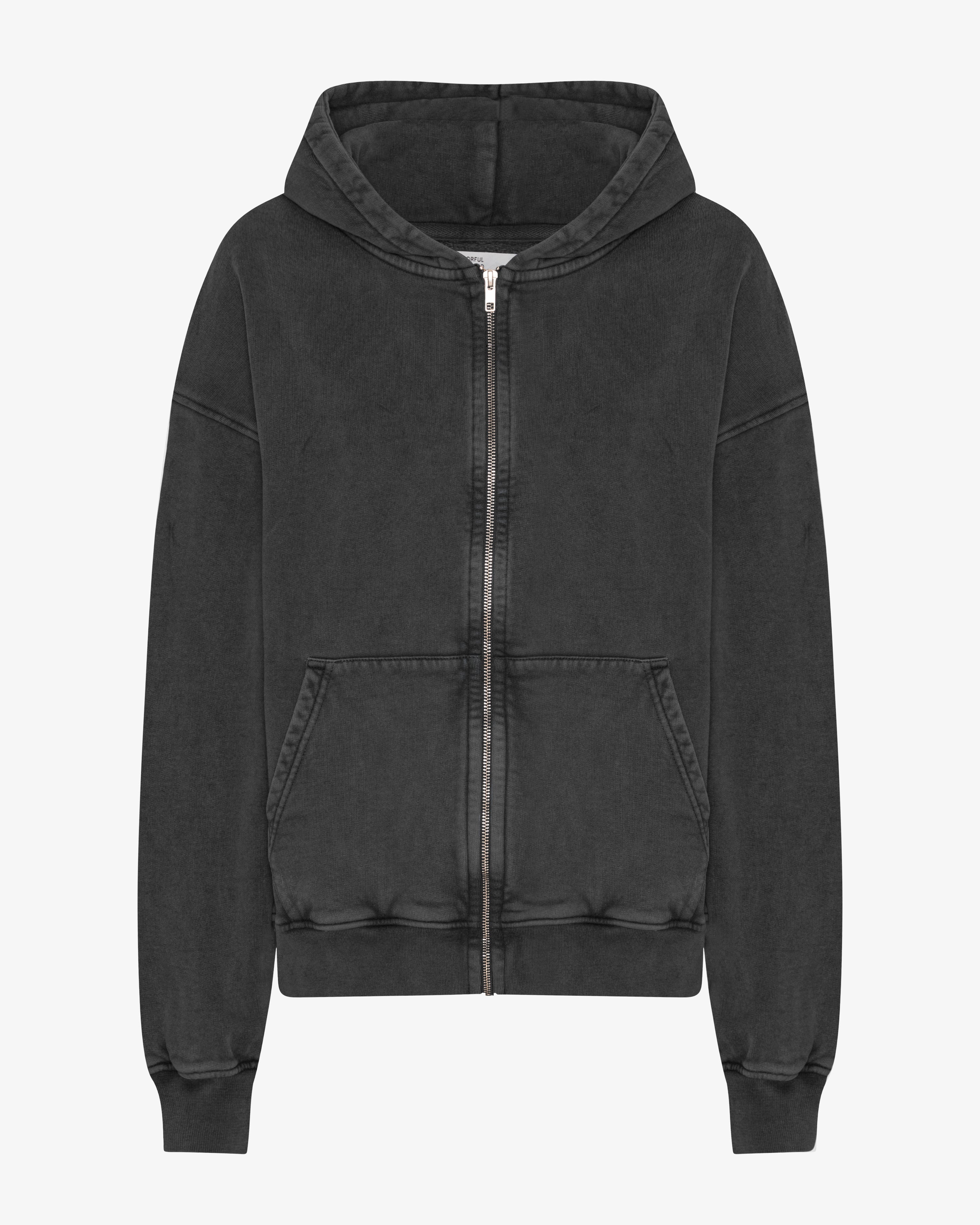 COLORFUL STANDARD Sweat-shirt capuche oversize bio à fermeture éclair Noir délavé
