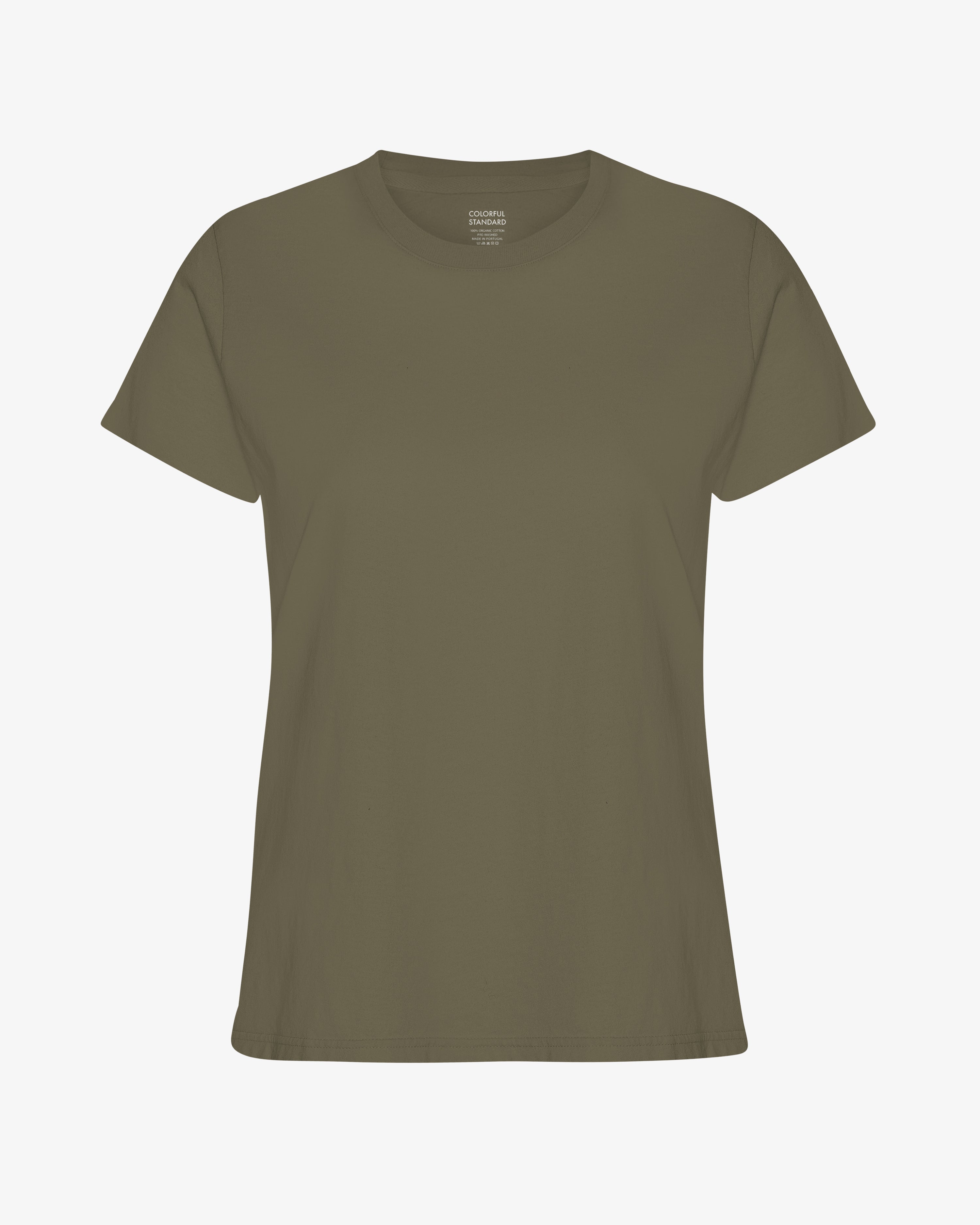 COLORFUL STANDARD T-Shirt Femme Léger en Coton Bio Ton Olive Poussiéreux