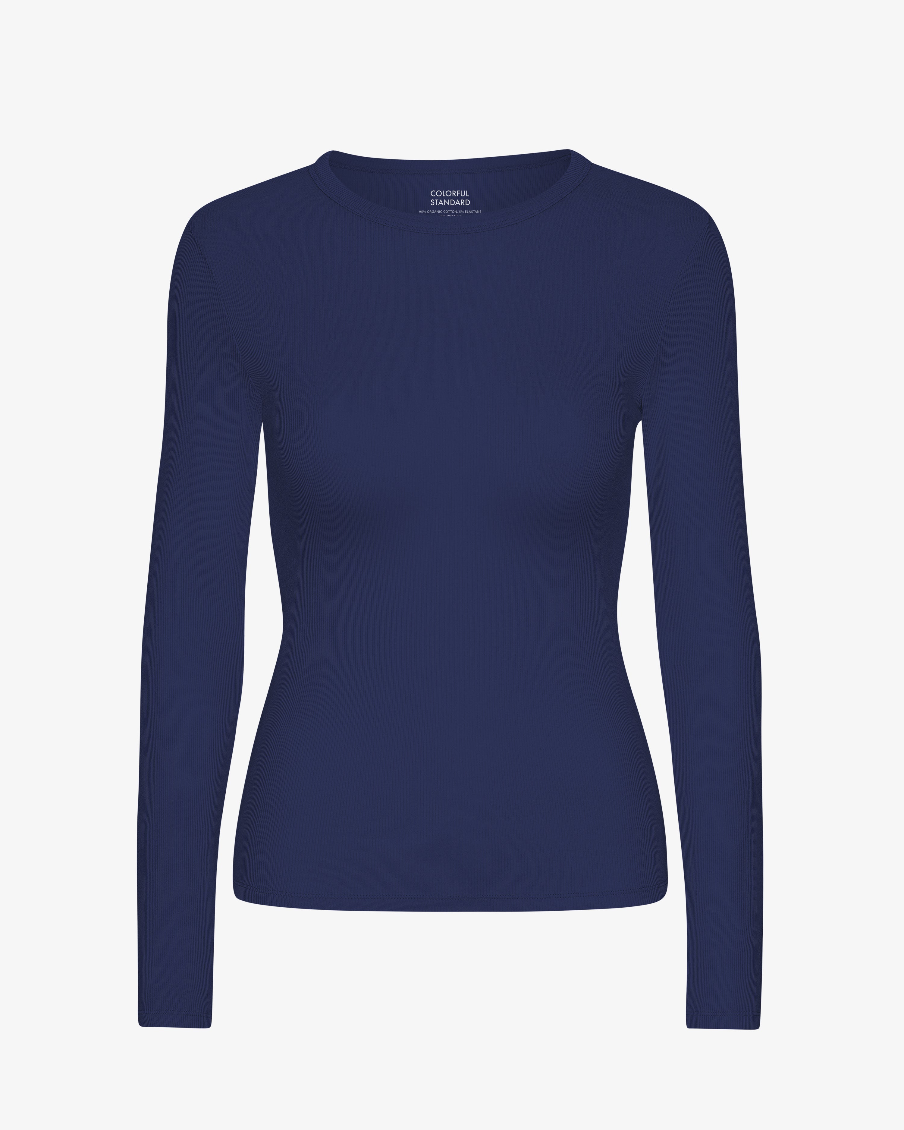 COLORFUL STANDARD T-Shirt Femme Manche Longue en Côte Bio Bleu Marine