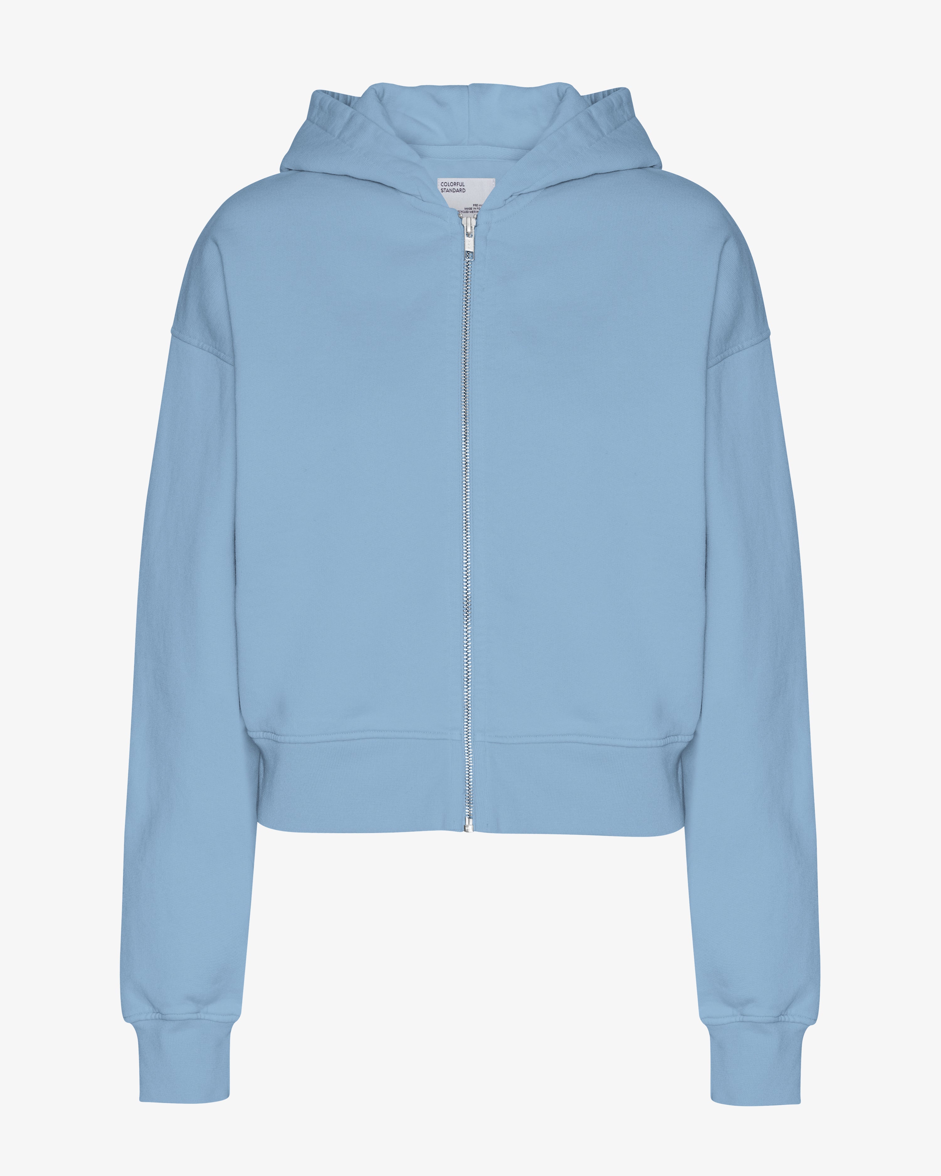 COLORFUL STANDARD Pull à capuche zippé en coton biologique Bleu Riviera confortable