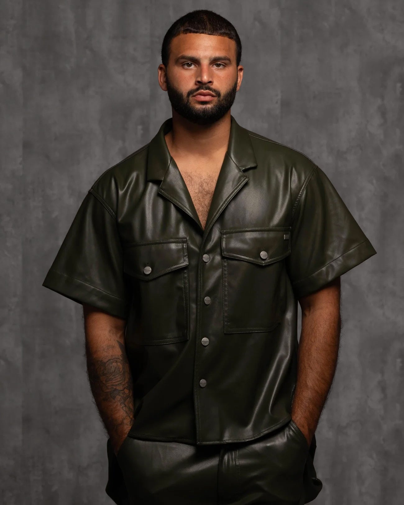 MILANO DI ROUGE Chemise cargo style Philly en cuir végane
