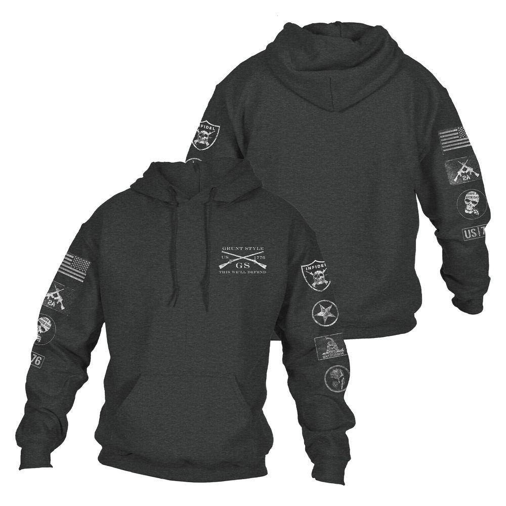GRUNT STYLE LLC Sweat à capuche avec patchs Heather foncé