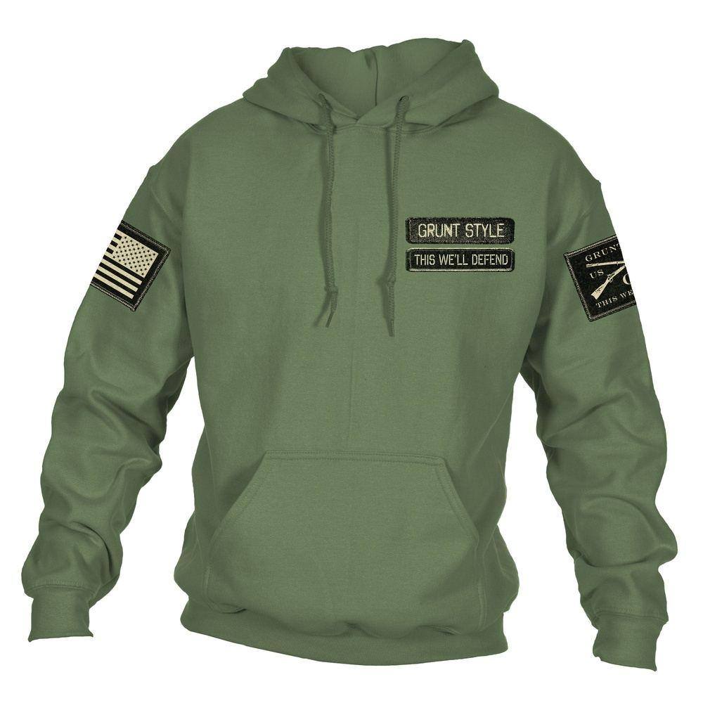 GRUNT STYLE LLC Pull-over à bande nominative Vert Militaire Confortable et résistant