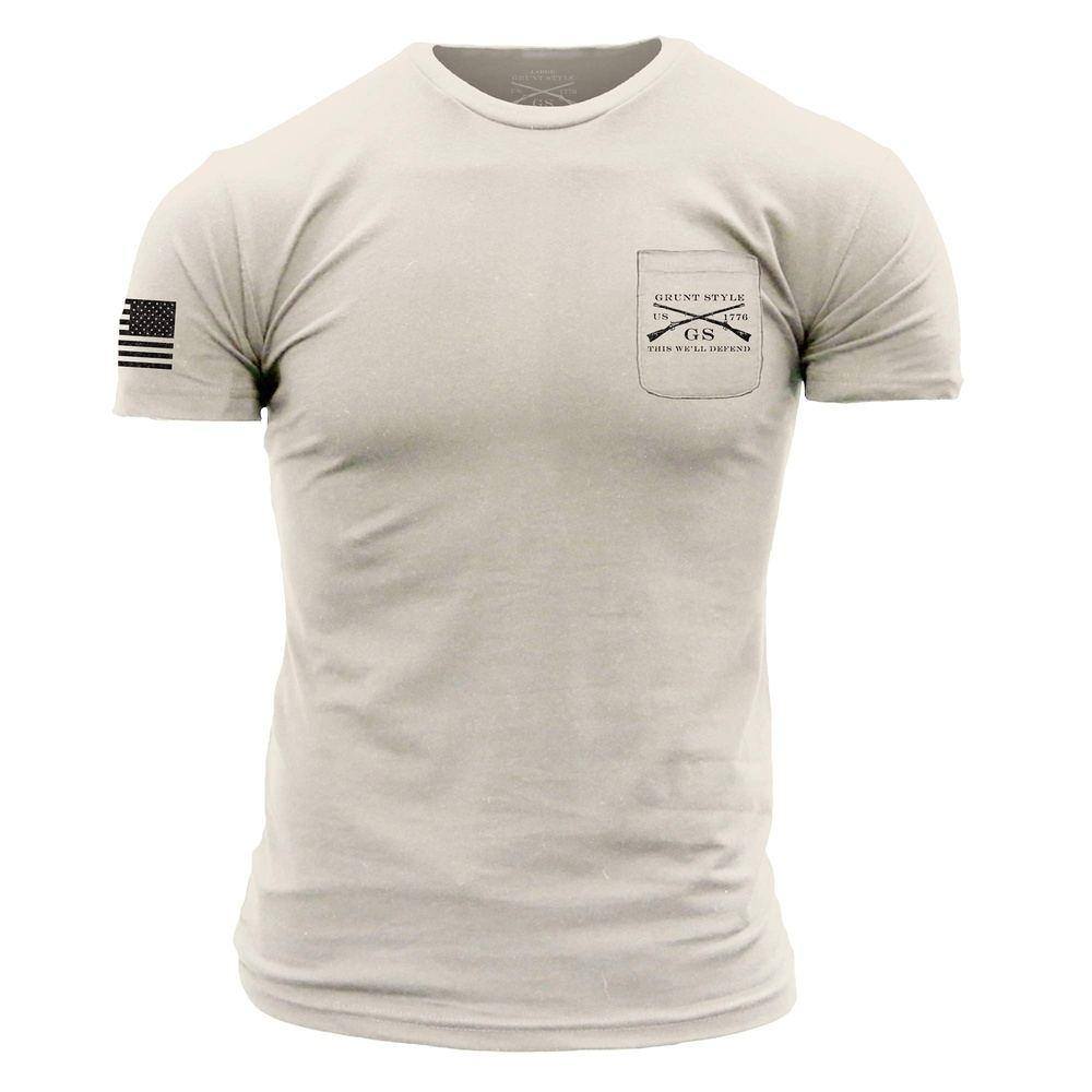 GRUNT STYLE LLC T-Shirt Classique à Poche Coupe Confortable Couleur Sable