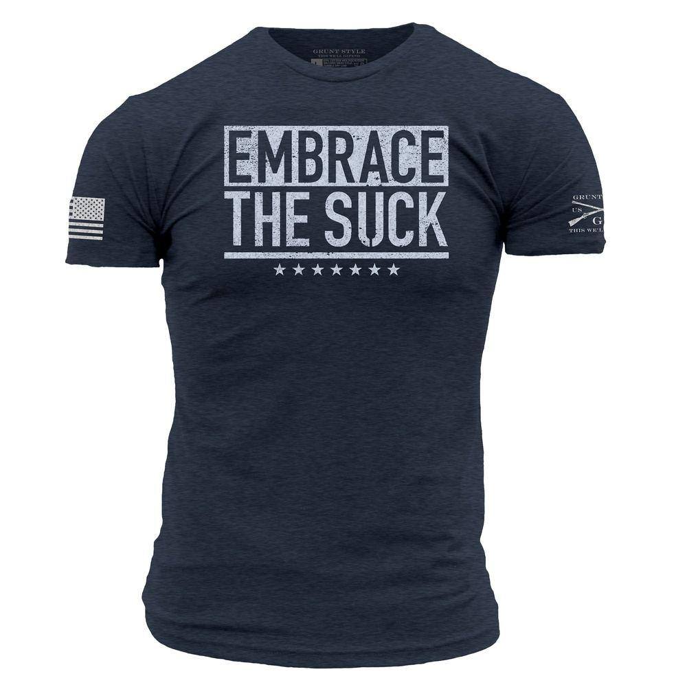 GRUNT STYLE LLC T-Shirt Confort « Embrace The Suck » Bleu Marine Minuit