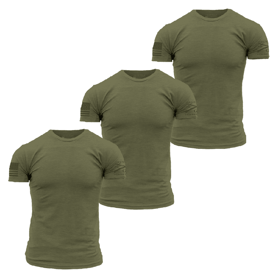 GRUNT STYLE LLC T-shirts basiques en vert militaire Lot de 3