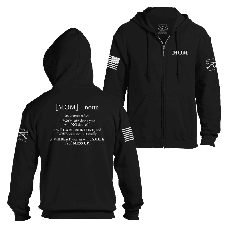 GRUNT STYLE LLC Sweat à capuche zippé intégral "Maman Définie" pour femme Noir